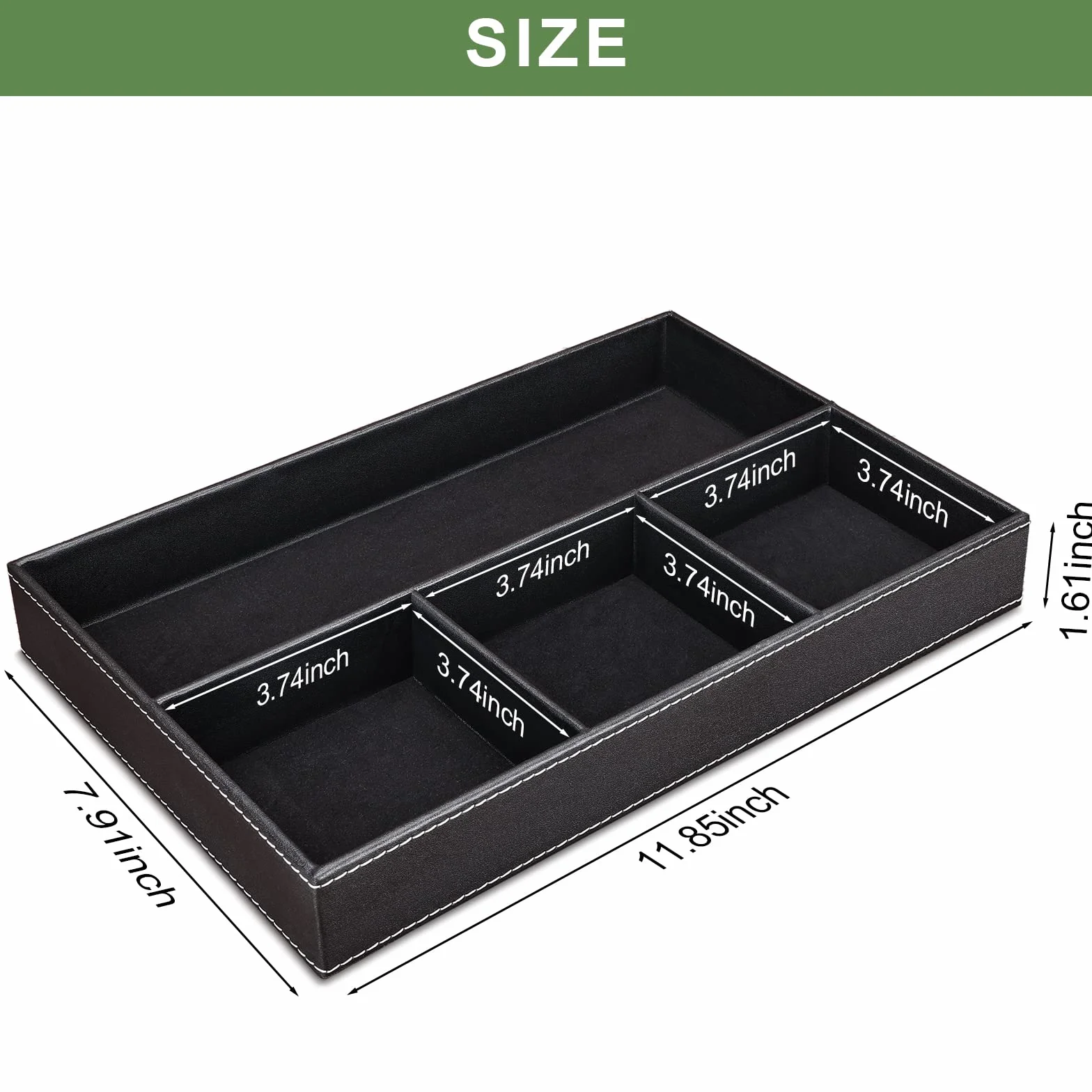 GORESE Valet Tablett, Leder Büro Schublade Schreibtisch Aufbewahrungsbox, Nachttisch Ablageschale, Taschenleerer Organizer Box Stiftablagen für Schlüssel, Schreibwaren, Münzen, Schmuck (Schwarz)
