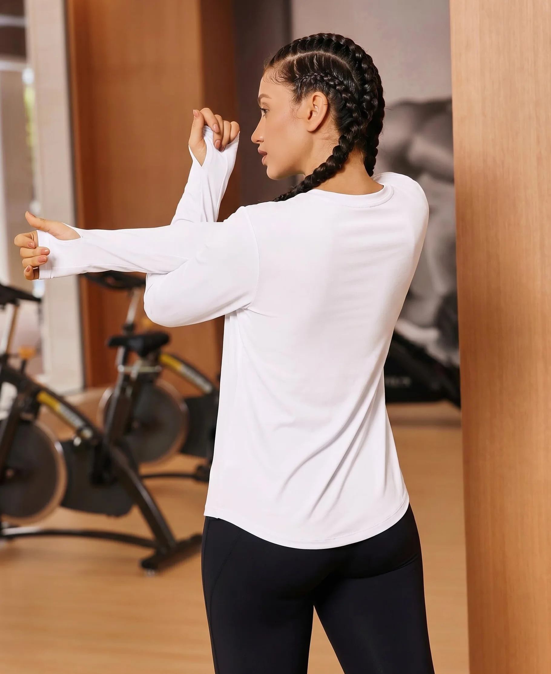 PINSPARK Damen Sportshirt Langarm UPF 50 Sonnenschutz Gym Top Schnelltrocknend Laufshirt Atmungsaktiv Funktionsshirt Fitness Yoga Sport Oberteil