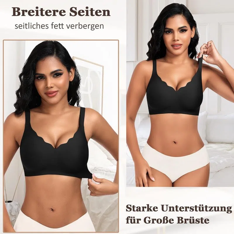 Jiuday BH Damen ohne Bügel Große Brüste Nahtloser Push Up BH Soft Bequemer Seamless Bra T Shirt Bügelloser Gepolstert Klassische Bralette