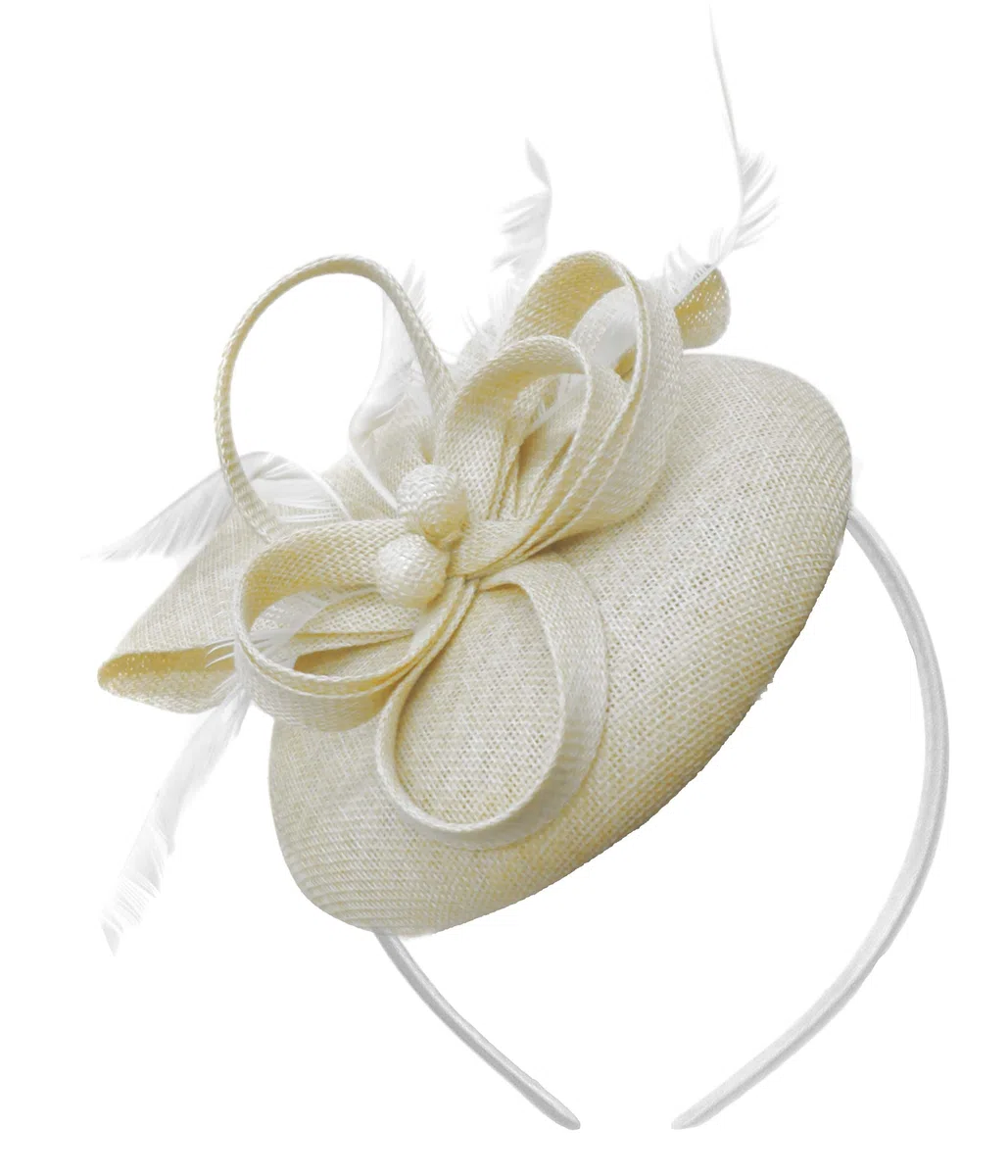 Caprilite Sinamay Haarreif mit Perlen, rund, für Damen, Hochzeit, Ascot Rennen