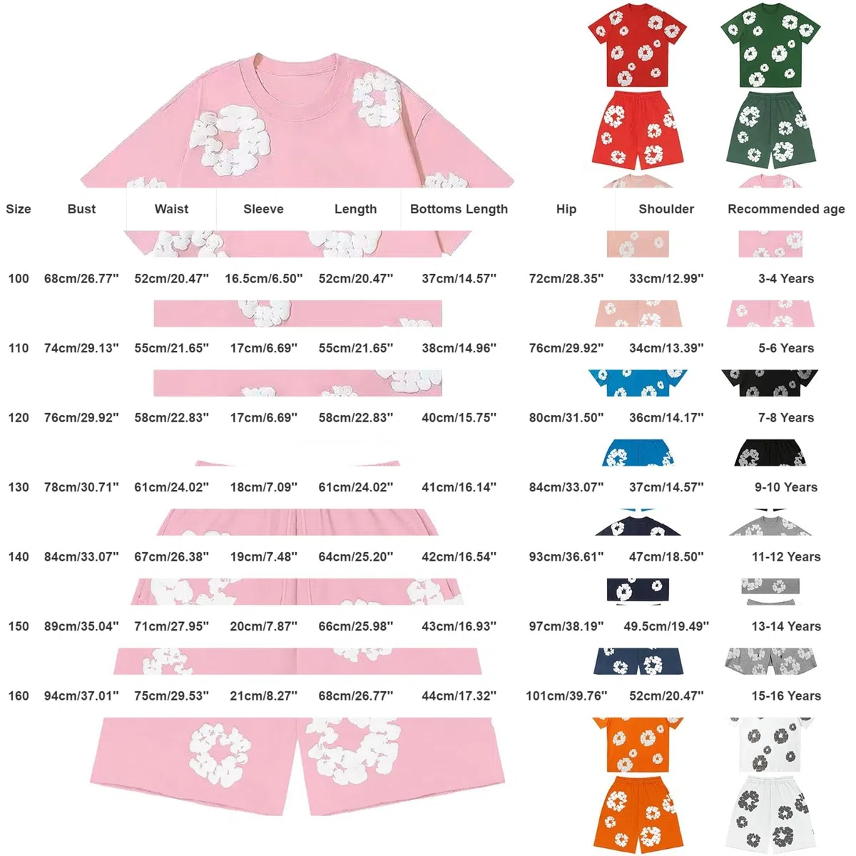 Herren Kinder T-Shirt und Shorts Set 2 Teiliges Sommer Trainingsanzug Jogginganzug Y2K Tracksuit Set Streetwear Blumen Kurzarm T-Shirts und Kurze Hose Herren Damen Sportanzug Outfits