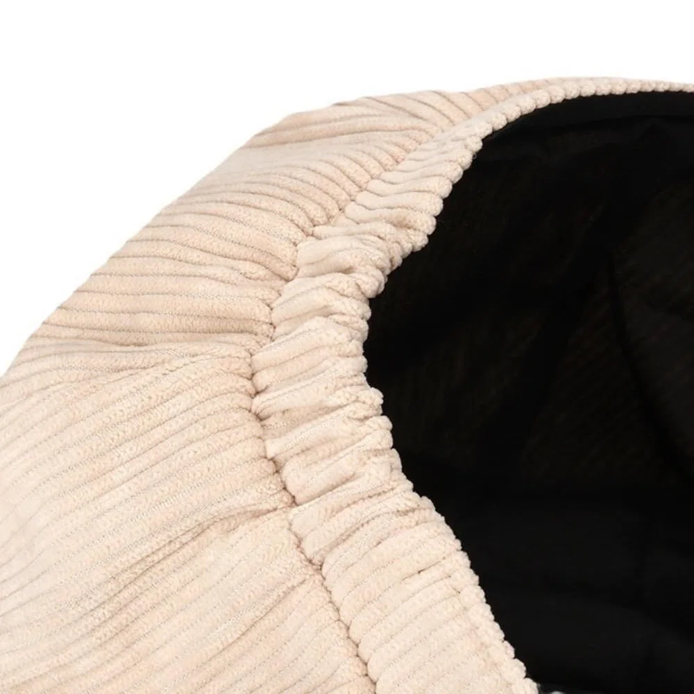 Schirmmütze Barett Mütze Winter Mütze Achteckige Kappe Cord Newsboy Caps Baskenmütze Maler Hüte Ballonmütze Warm Hüte Reisehut Malerhut für Frauen Frühling Herbst,1 Stück,Schwarz