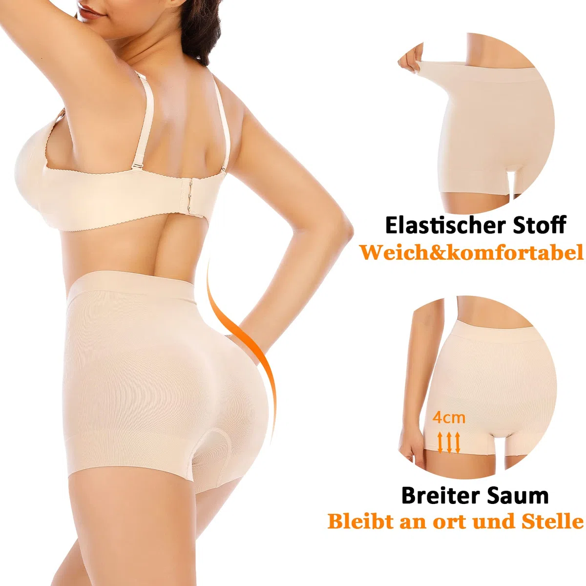 YARRCO Nahtlose Miederhose Leicht Formende Bauchweg Unterhose Damen Mittelhohe Taille Shapewear Kurze Leggings Miederpants Unterwäsche