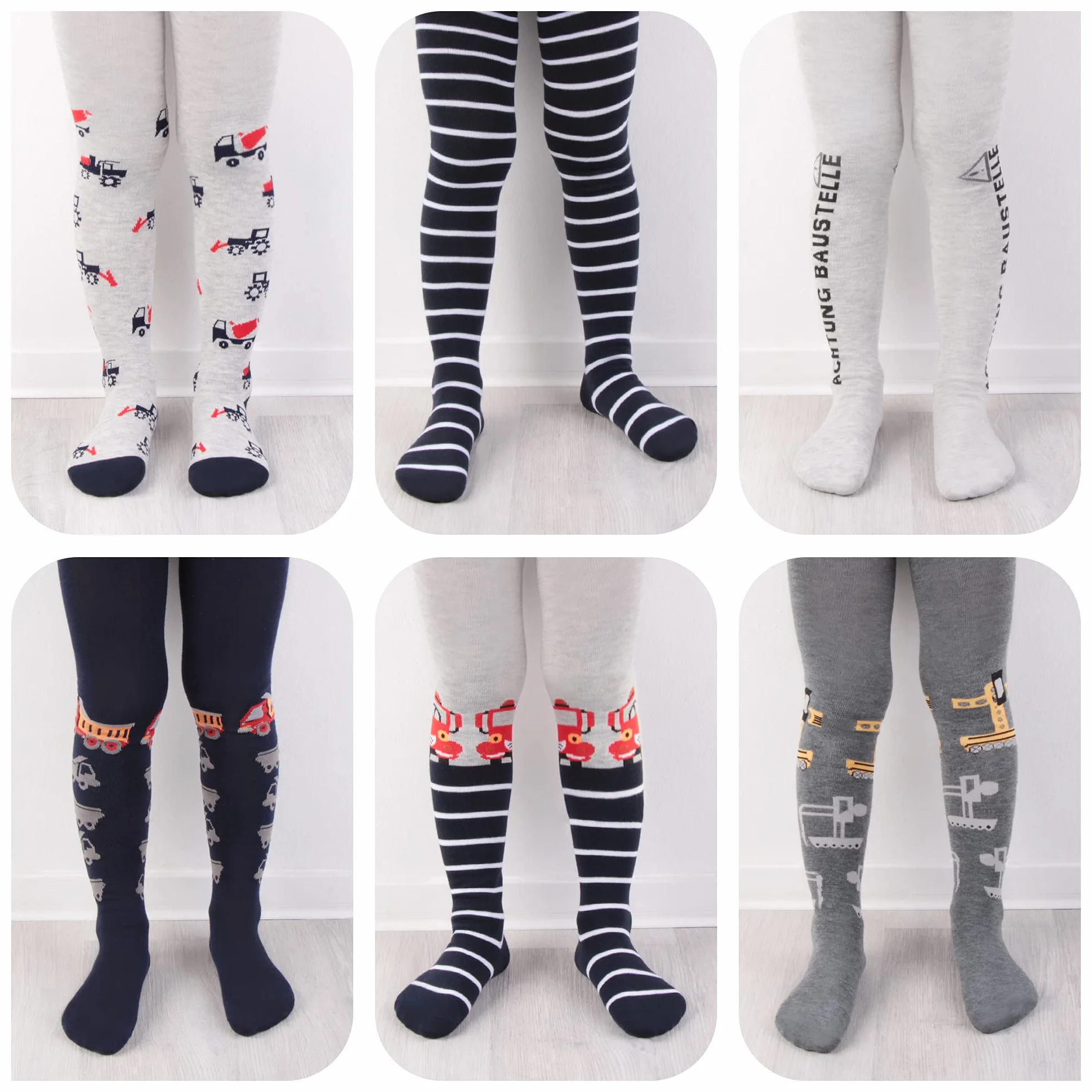 L&K-II 6er Kinder Jungen Strumpfhose Strickstrumpfhose mehrfarbig 2734
