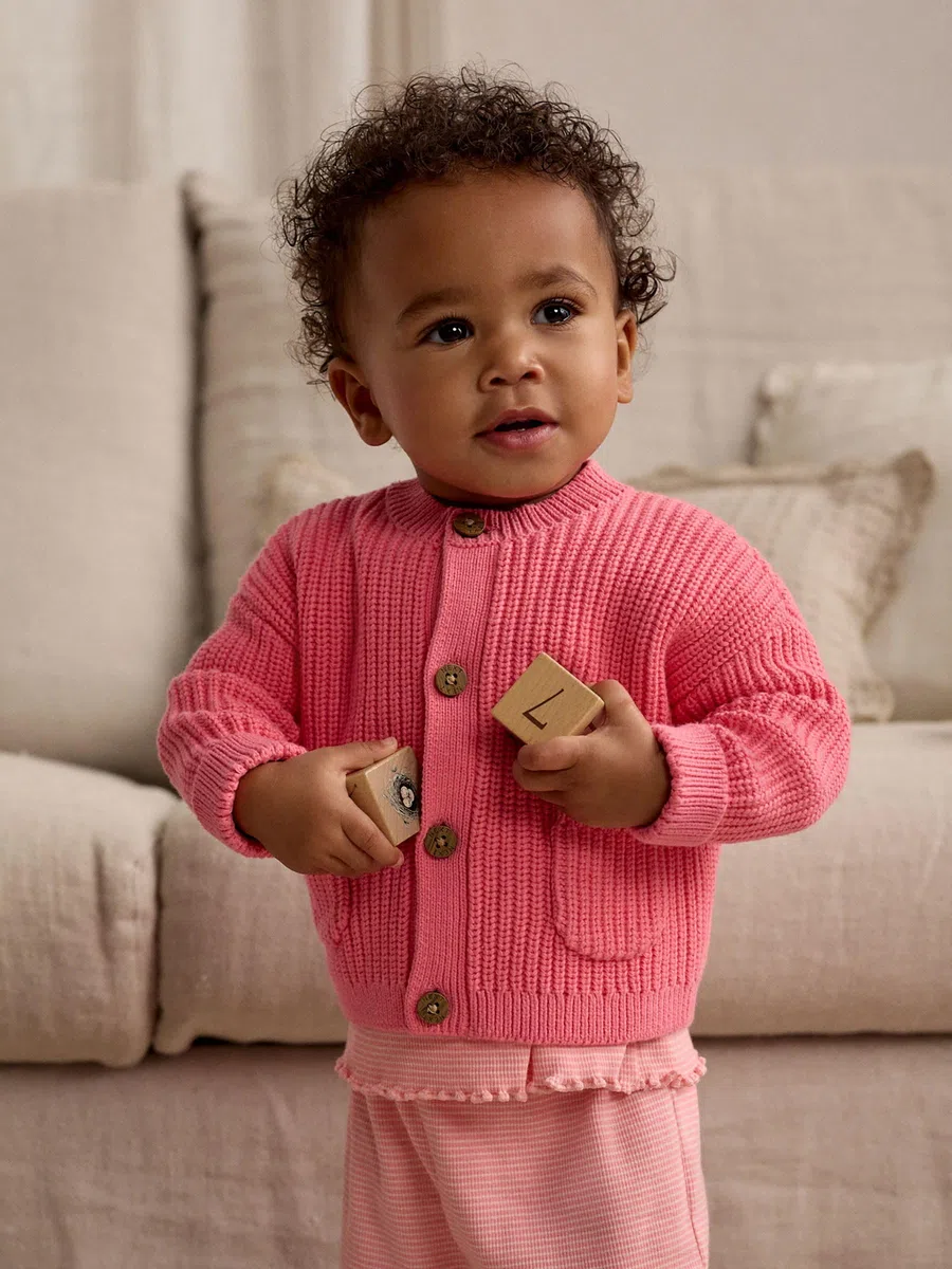 NEXT Baby Mädchen Standard Strickjacke mit Knopfverschluss Smile