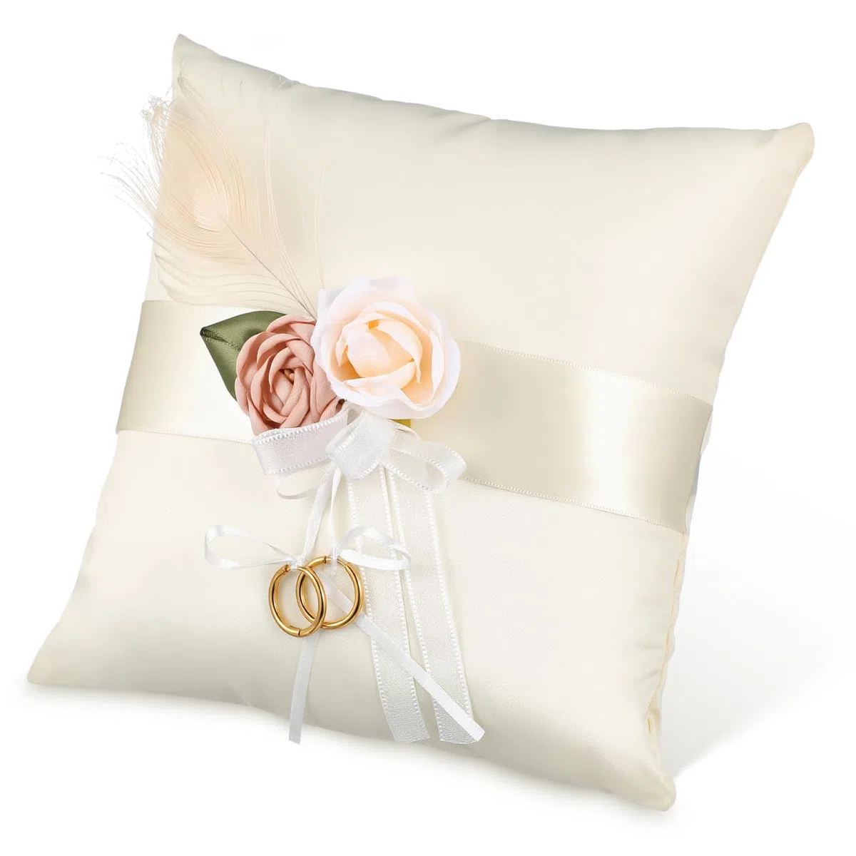 CLISPEED Satin Ringkissen zur Hochzeit Kleines Florales Ringhalter Kissen aus Weichem Satin Brautringkissen für Zeremonie und Schmuck