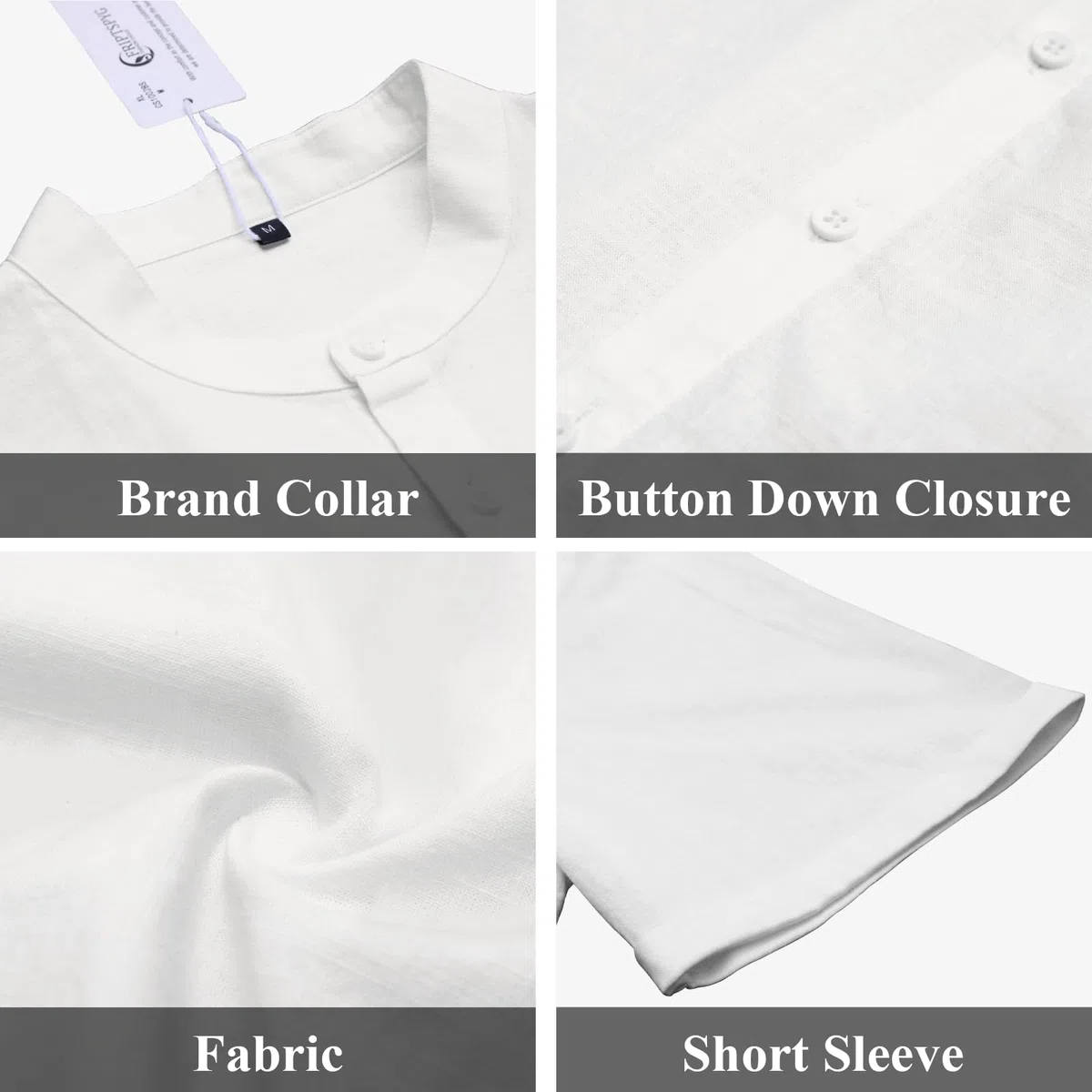 Friptspyg Leinenhemd Herren Kurzarm Baumwolle Leinen Hemd Freizeit Sommerhemd Button-Down Strandhemd