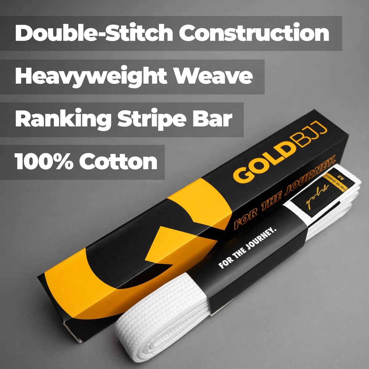 Gold BJJ Jiu Jitsu Gürtel – Premium Gürtel mit Rangleiste für Streifen – IBJJF Wettbewerbszugelassen