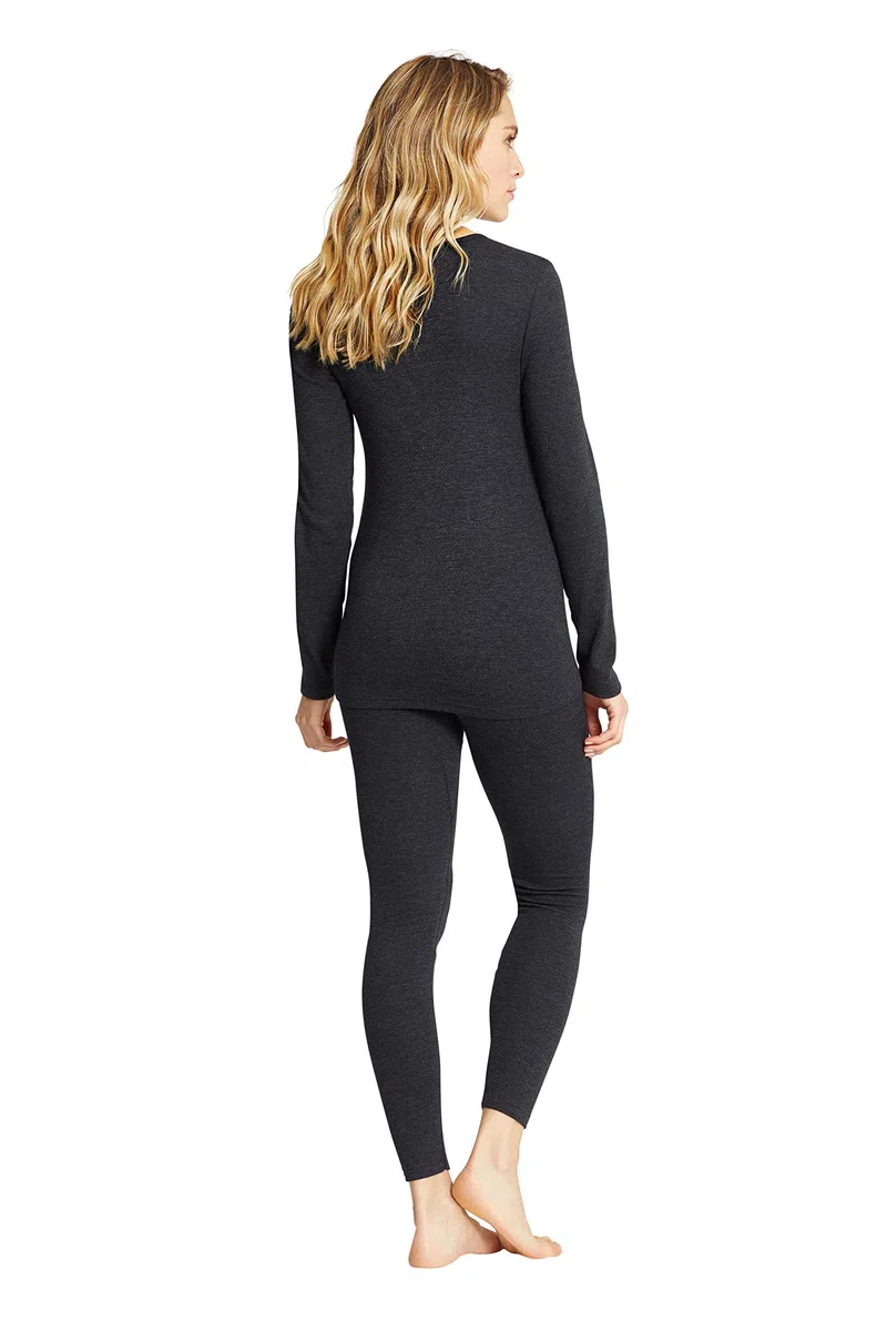 con-ta Conta Thermo Langarm Shirt, Longshirt mit natürlicher Baumwolle, wärmende Unterwäsche für Damen, Rundhalsausschnitt, Damenbekleidung, in Farbe Marine Melange, Größen: 36/XS - 50/4XL