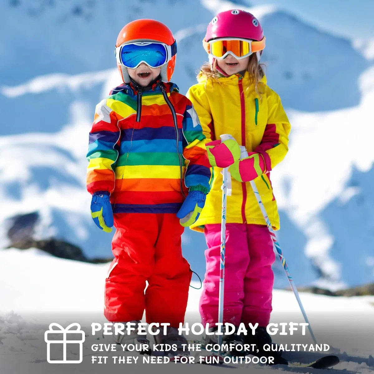 Homord Skihandschuhe Kinder, Wasserdicht Handschuhe Winterhandschuhe für Jungen und Mädchen, Warme Fäustlinge Handschuhe Atmungsaktiv Winter Thinsulate Schneehandschuhe für 4-14 Jahre Kinder