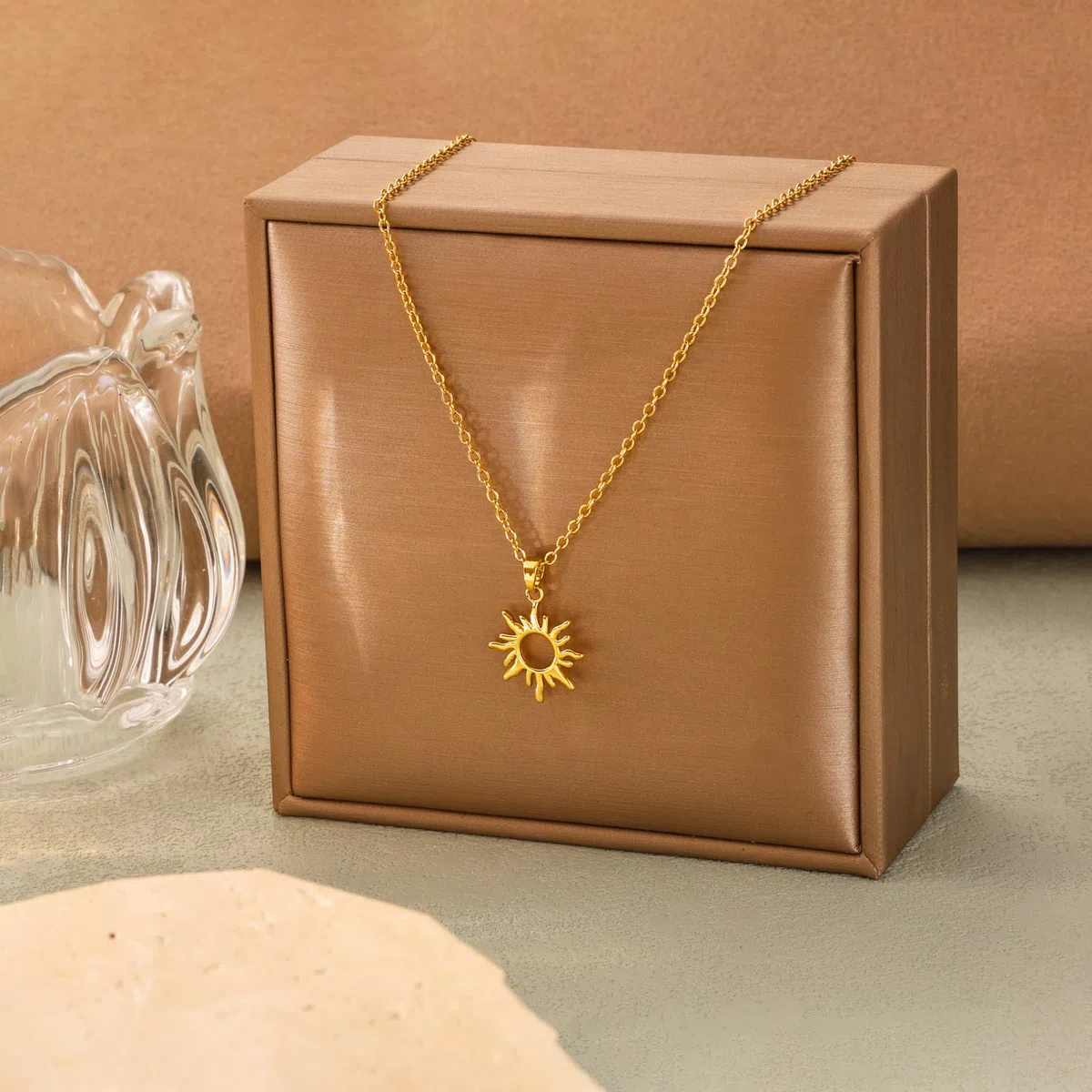 Tewiky Kette Sonne Damen - 14K Gold Vergoldet/Silber Layering Halskette mit Sun Anhänger Kette mit für Frauen Mädchen Wasserfeste Mädchen Geschenke