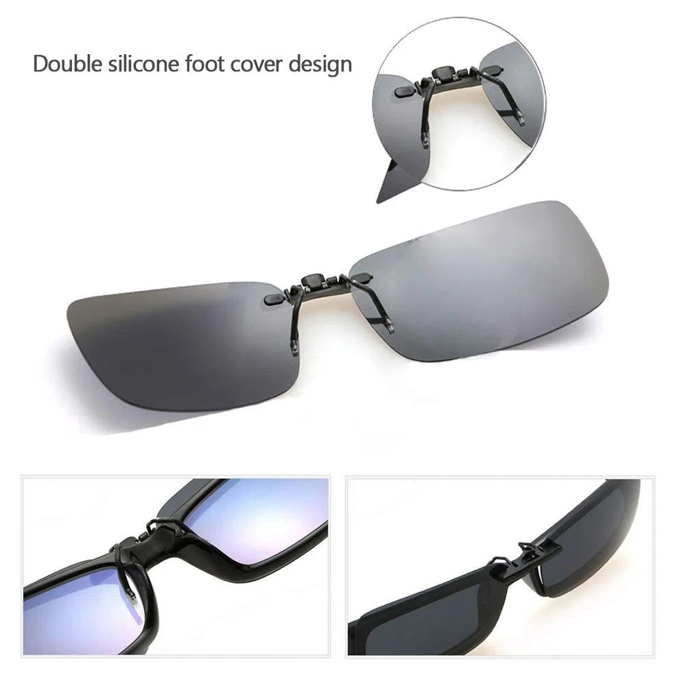 Sonnenbrillen-Clip auf Flip Up Polarisierte Linse - Unisex Rechteck Klipp auf Klapp-Sonnenbrille für Brillen im Freien und Fahren