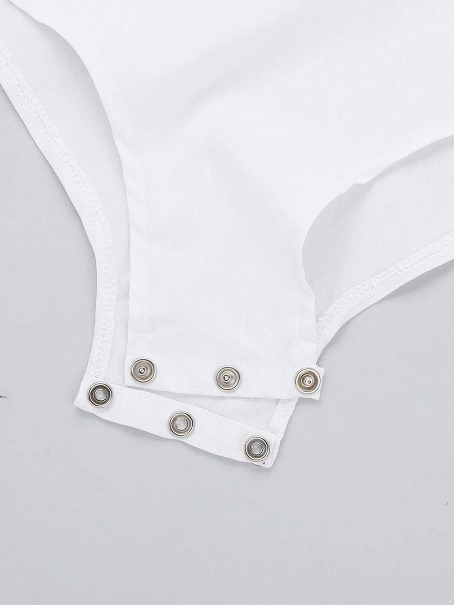 Kinder Jungen Body Langarm Strampler Overall Slim Fit Hemd Langarmbody Tanzhemd Latein Ballsaal Tanzkostüm Weiß 146-152