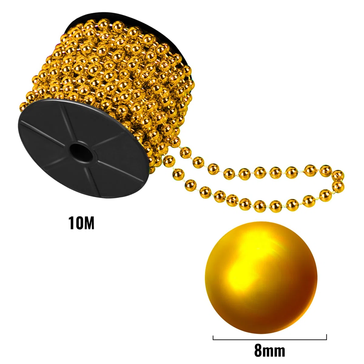 Perlenkette Weihnachtsbaum 8mm 10m Gold/Silber/Rot 3Stk ABS-Material Weihnachtsdekoration für Baum Schmuck DIY (mit Fishingline)