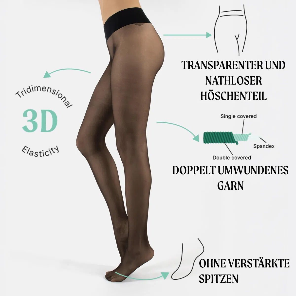 CALZITALY Trasparente Strumpfhose, Nahtlose Strumpfhose, gepunktet Strumpfhosen Damen, S, M, L, XL, XXL, 15 DEN, Made in Italy