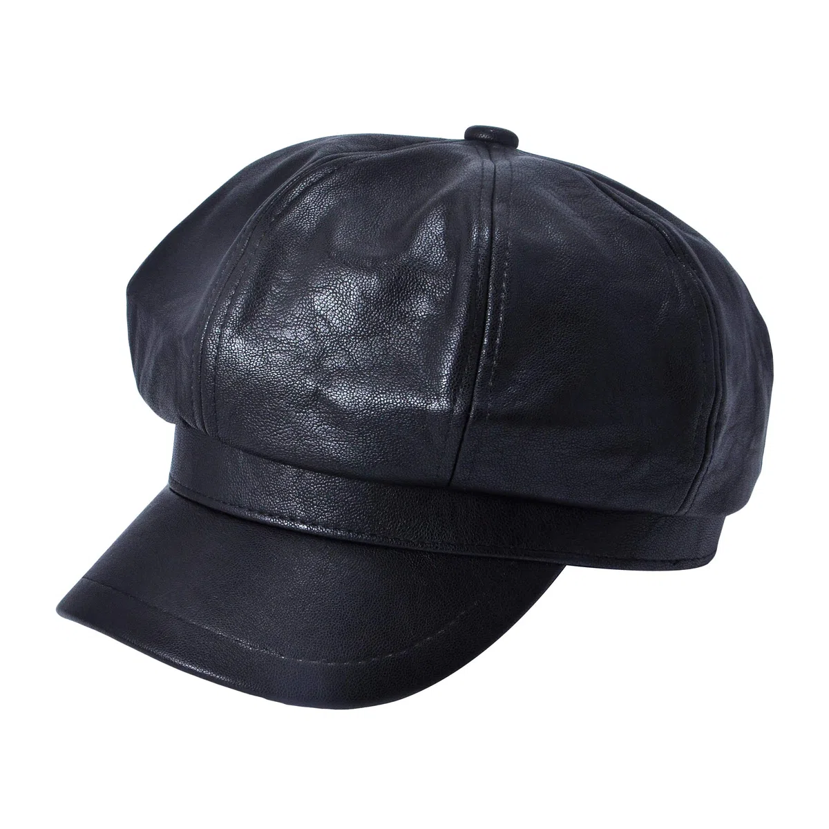 ZLYC Unisex PU Leder Ballonmütze Schirmmütze Retro Klassisch Achteck Kappe Winter Baskenmützen