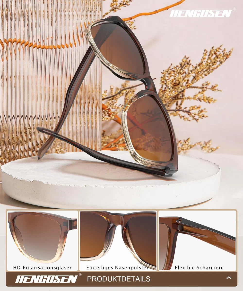 HENGOSEN Sonnenbrille Damen Polarisiert Sunglasses-Woman: Polarisiert Sonnenbrille uv400 Schutz Verspiegelte Sonnenbrillen