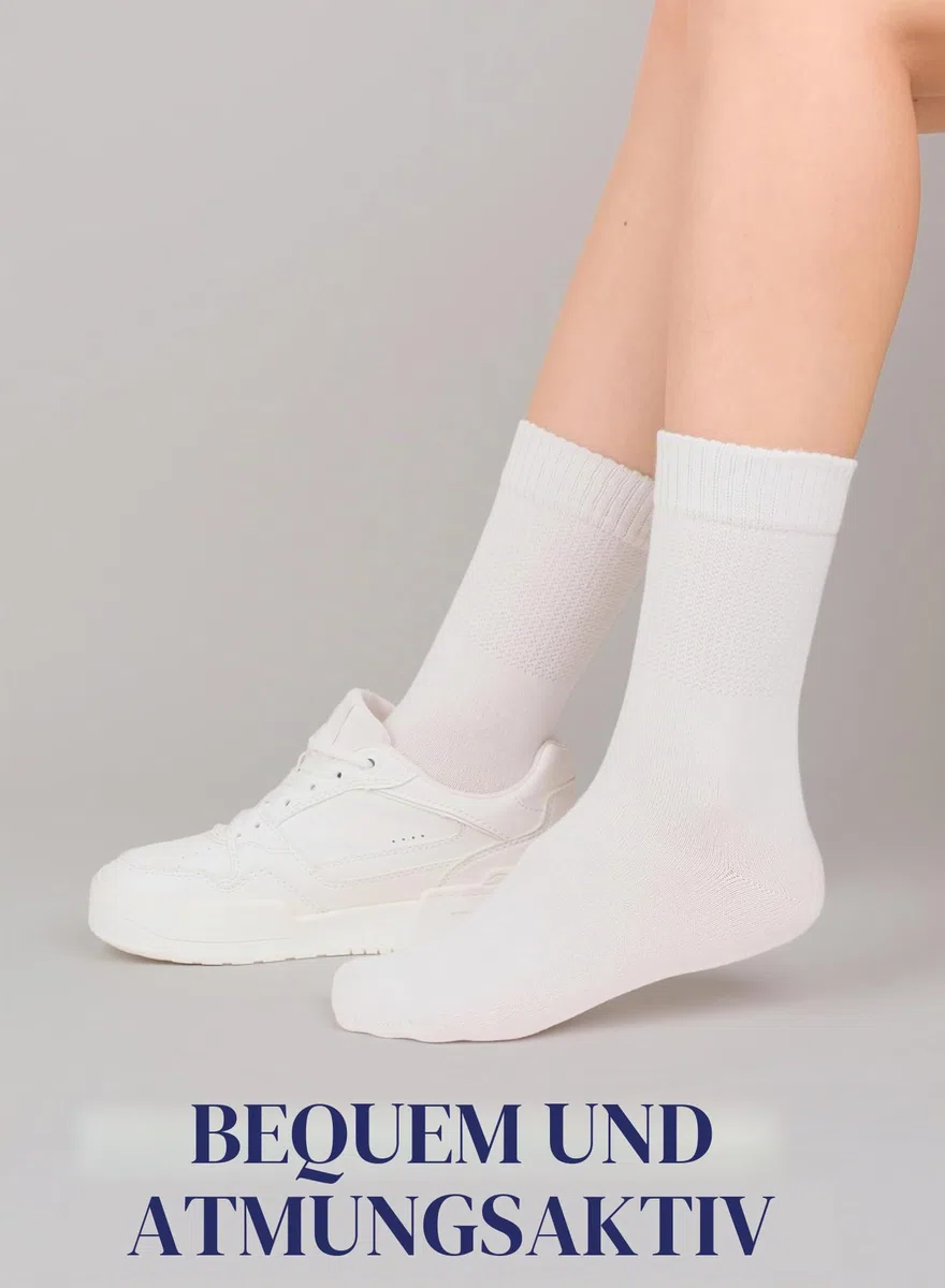 Hugh Ugoli Damen Bambus Diabetiker Crew Socken [4 Paar] | Superweiche, Dünne & Atmungsaktiv Socken, Breit & Locker für Geschwollene Knöchel | Nicht Bindende & Nahtlos | Schuhgröße: 36–39/39–43