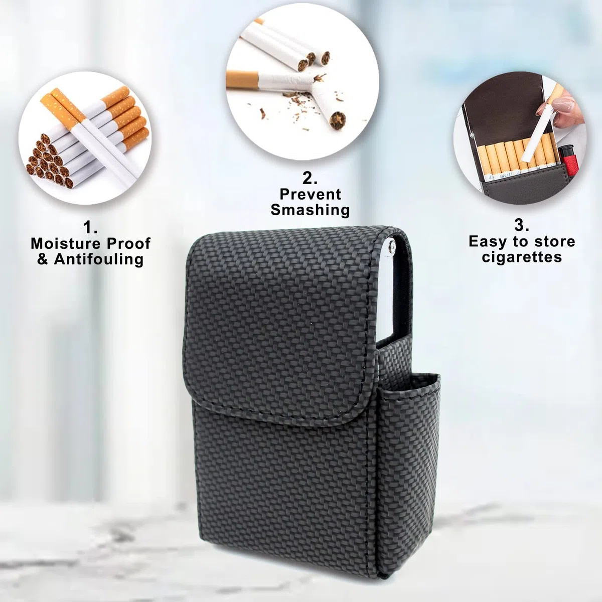 Boshiho Neutral Zigarettenhülle PU Leder für Zigarettenpackungen hochwertigem Leder und Feuerzeug Tasche