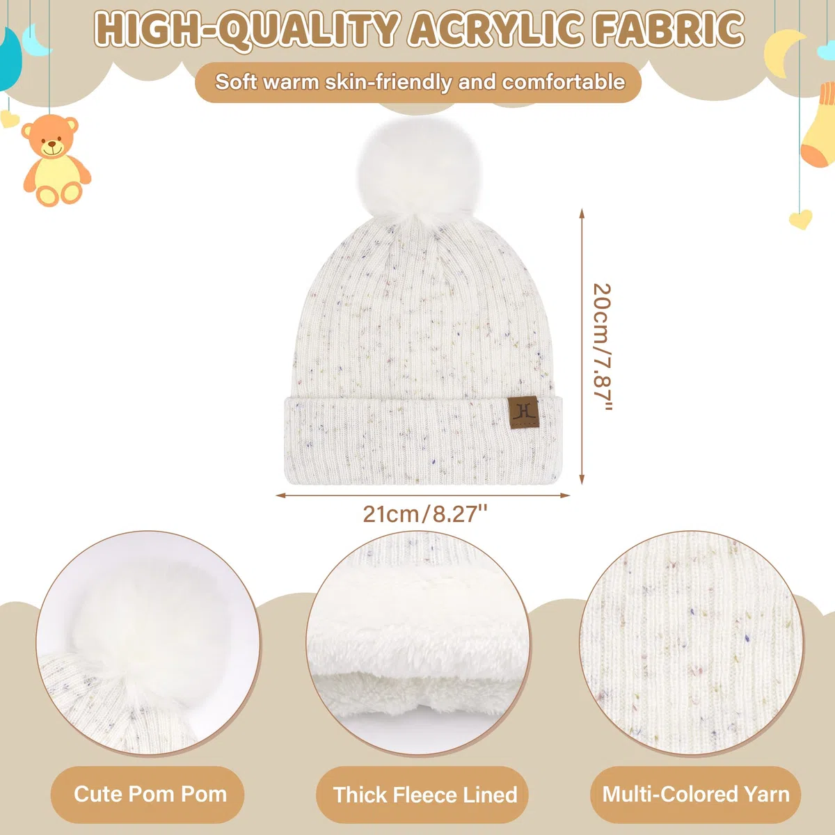 Kinder Winter Mütze Loop Schal Handschuhe Set, Pompom Wintermütze Schlauchschal Fäustlinge für 0–4 Jahre Baby Kleinkinder, Strickmütze Touchscreen Handschuhe für 5–8 Jahre Mädchen Jungen