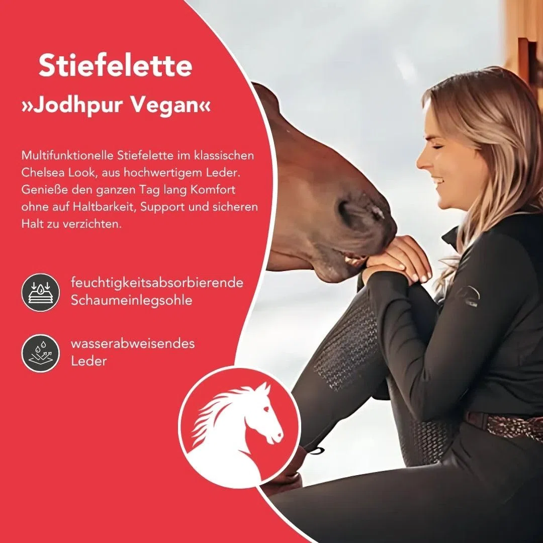 Reit-Stiefelette »Jodhpur Vegan« - Chelsea Boot - Veganer Reit-Schlupf-Schuh - Komfortinnensohle - Gummisohle - Mesh-Futter - Hautverträglich - Atmungsaktiv