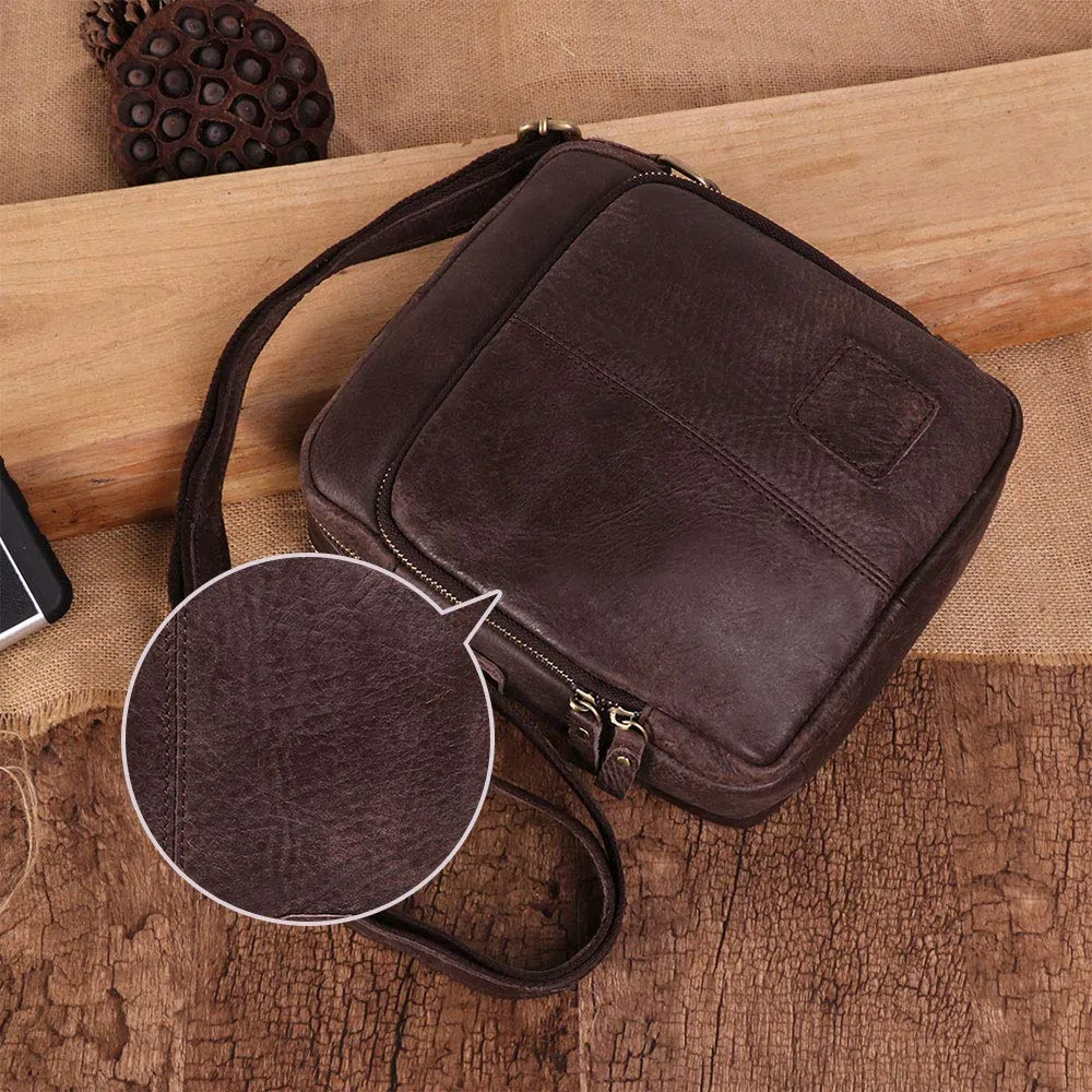 BAIGIO Umhängetasche Herren Leder Schultertasche Vintage Messenger Bag mit Schultergurt Dunkelbraun