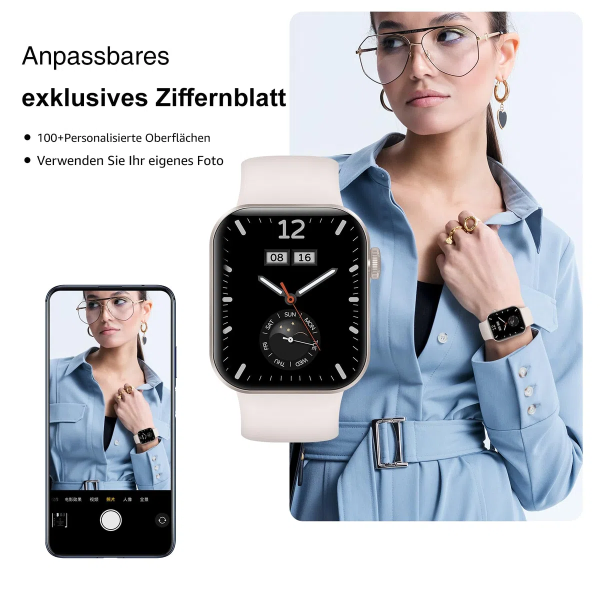 Smartwatch Damen Herren, 1,85" HD-Display Smart Watch mit Telefonfunktion, 140+ Sportmodi Fitness Tracker mit Schrittzähler, Geschenk Valentinstag für ihn sie,IP68 Wasserdicht für iOS Android