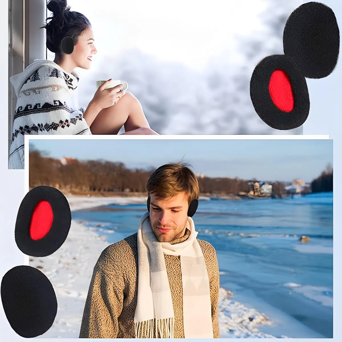 MOAZIFI 2 Paar Polar-Fleece Ohrenwärmer - Ohrenschützer für Damen und Herren, Verdickte Warme Ohrenschützer Winter