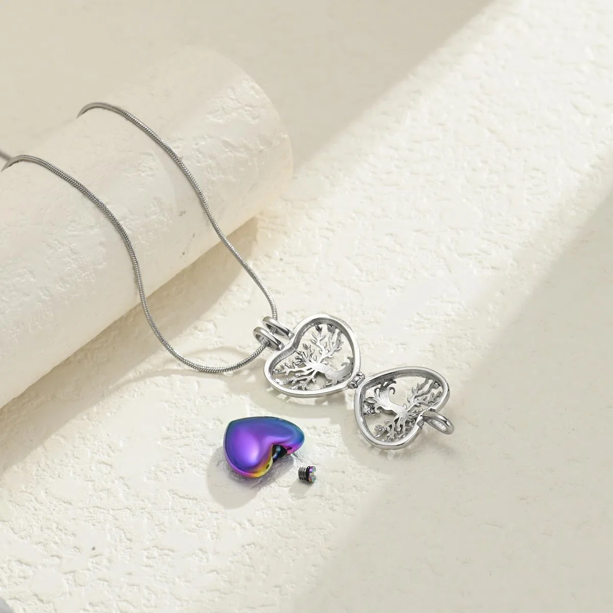 Herz Urne Halsketten für Asche für Frauen Einäscherung Schmuck Blume Memorial Mini Keepsake Asche Hollow Anhänger