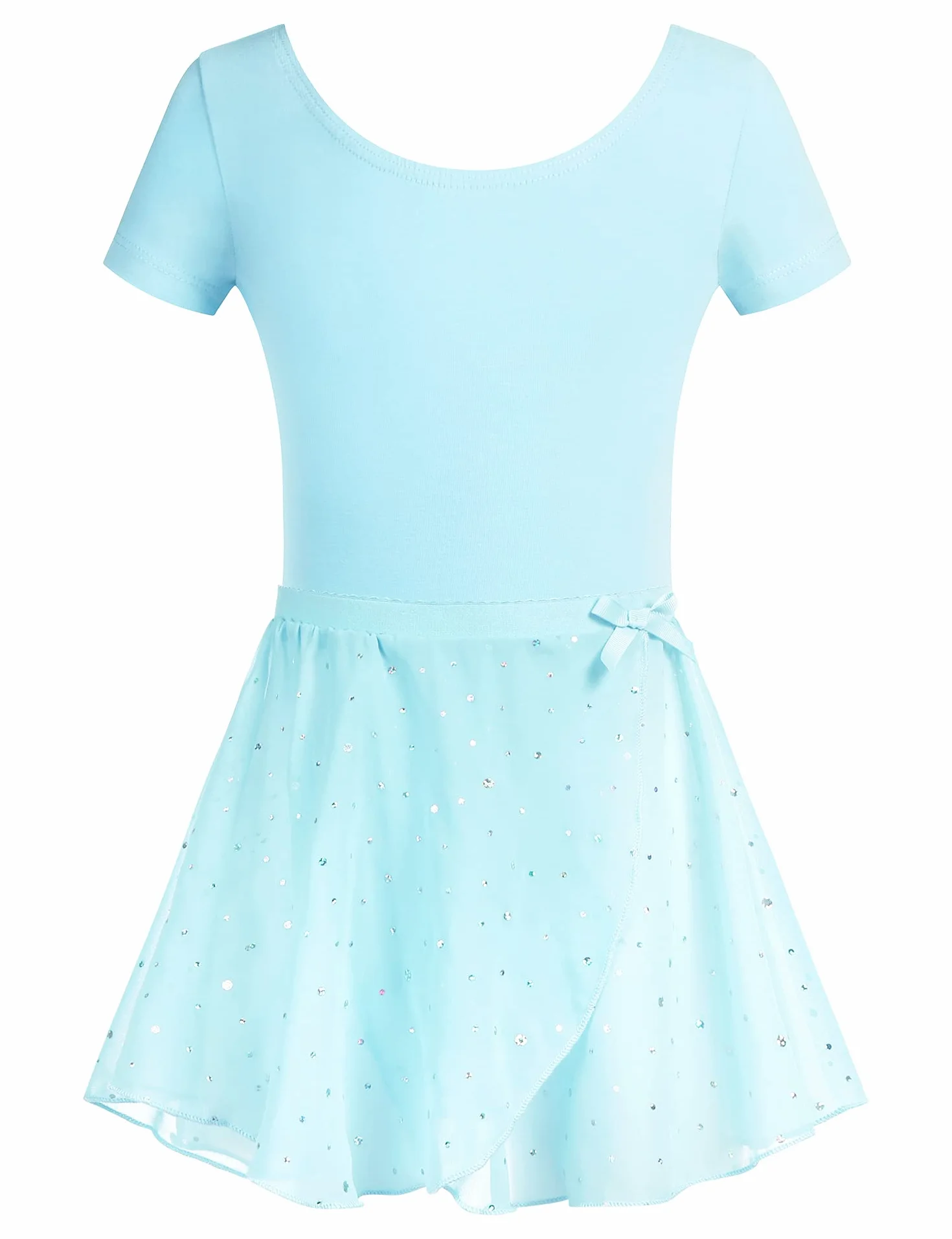 Bricnat Mädchen Ballettkleidung Ballettkleid Kinder Balletttrikot Kurzarm Langarm Tanzbody Tanzkleid aus Baumwolle mit Chiffon Rock Tütü 2-10Jahre
