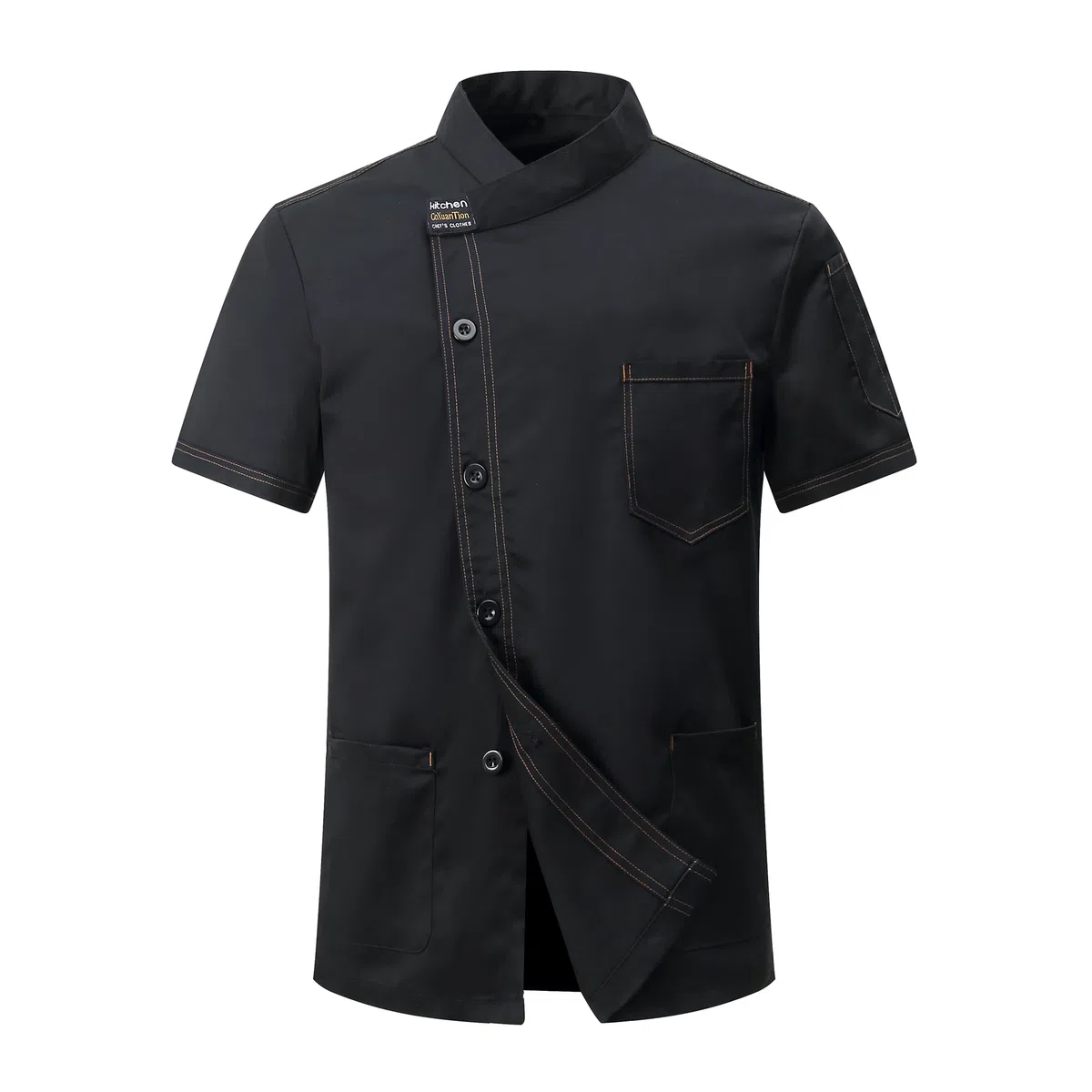Herren Kochjacke Kurzarm Slim Fit Kochbekleidung Unisex Chef Uniform Professional Kochjacke Modern Style Chef Cafe Bäckerjacke