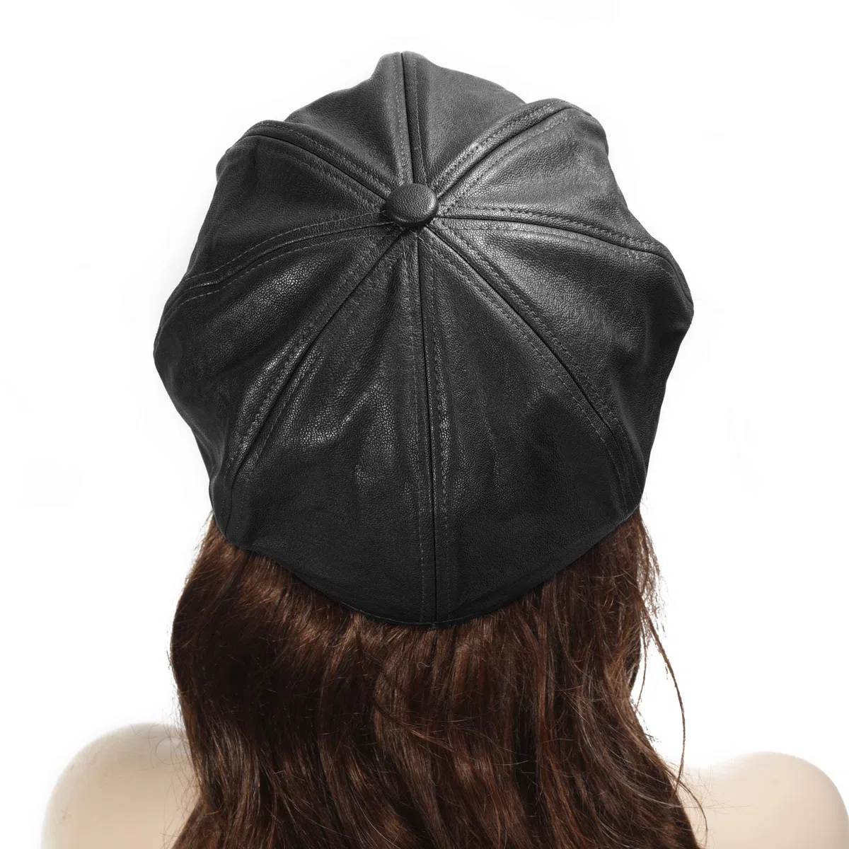 ZLYC Unisex PU Leder Ballonmütze Schirmmütze Retro Klassisch Achteck Kappe Winter Baskenmützen