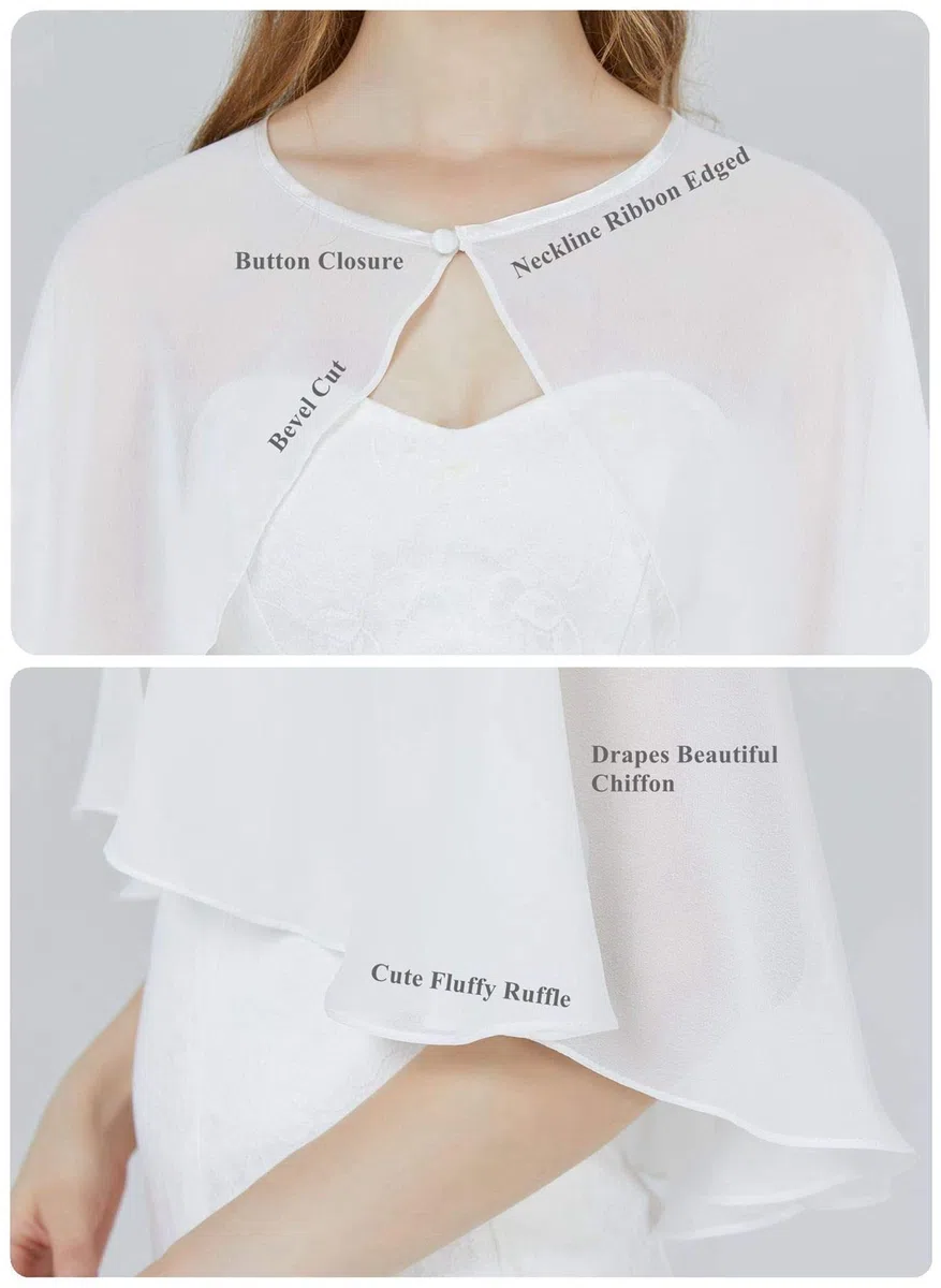 BEAUTELICATE Chiffon Stola Damen Festlich Chiffon Schal Cape Bolero Strickjacke für Hochzeit Braut Abendkleid Brautkleid Sommer