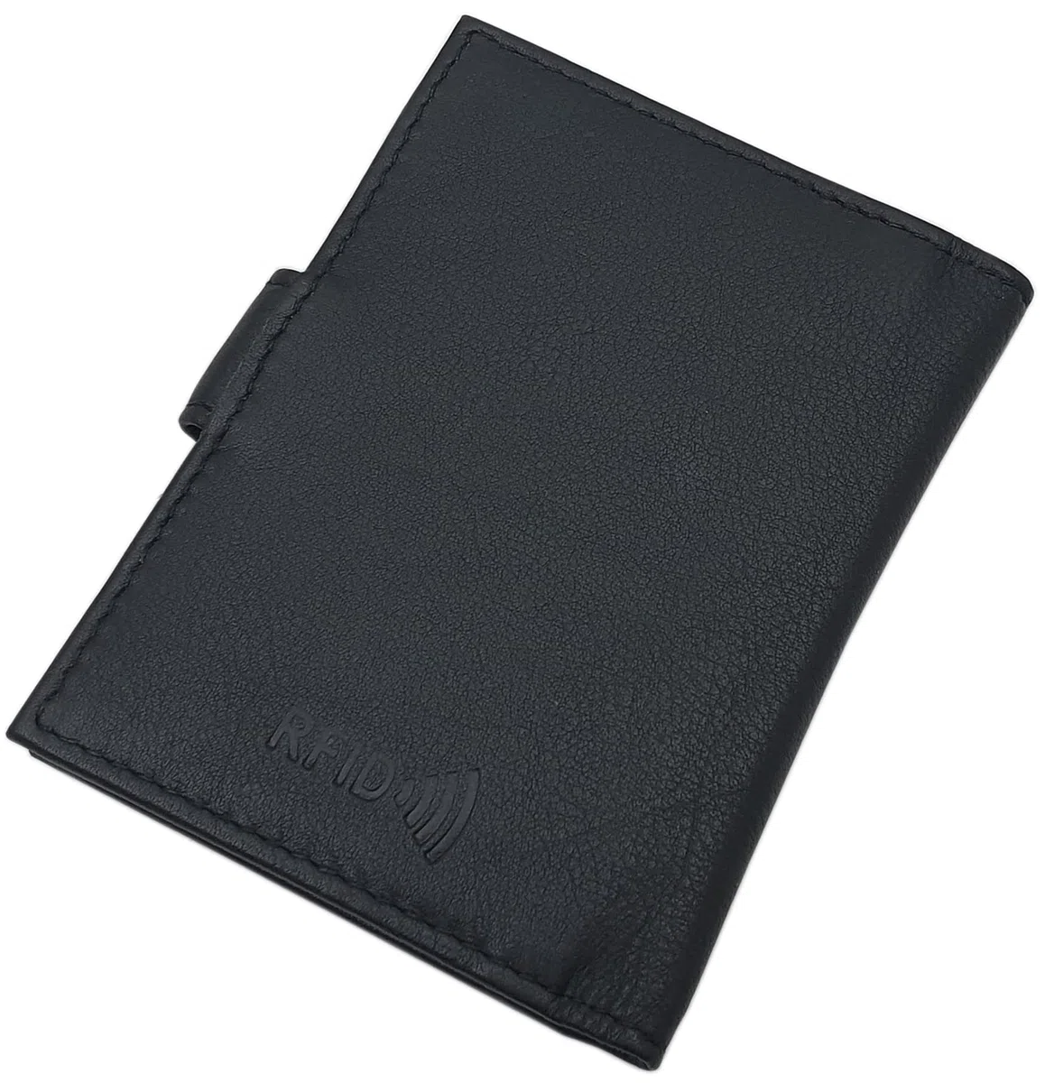 myledershop XXL Kalbsleder Kreditkartenetui/Kartenetui/Visitenkartenetui/Scheckkartenetui/Kartenmäppchen MJ-Design-Germany mit RFID & NFC Schutz (Schwarz)