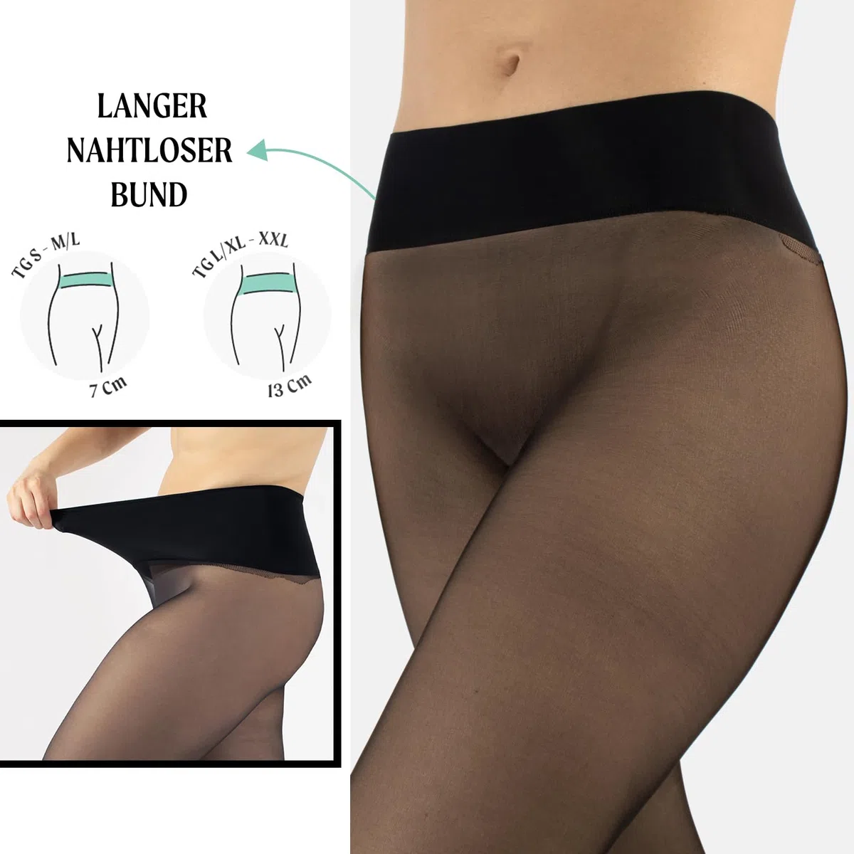 CALZITALY Trasparente Strumpfhose, Nahtlose Strumpfhose, gepunktet Strumpfhosen Damen, S, M, L, XL, XXL, 15 DEN, Made in Italy