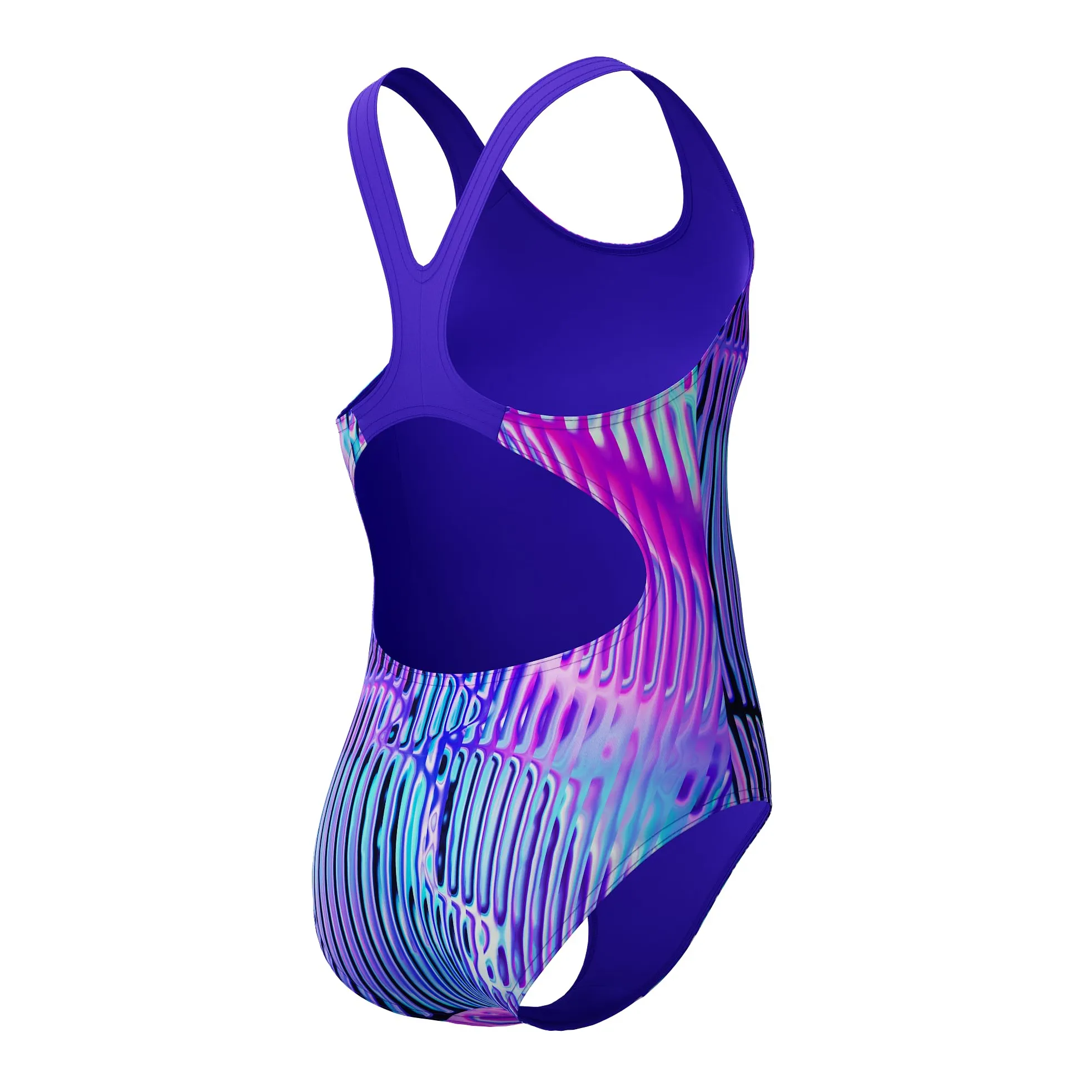 Speedo Digitaler Badeanzug für Mädchen, Spritzschutz, Blau / Violett