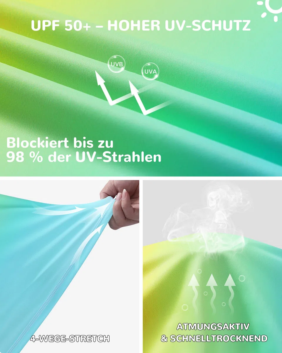 Runhit UPF 50+ UV Shirt Kinder Langarm, Atmungsaktives Badeshirt Schwimmshirt mit Rundhals, Schnelltrocknendes Rashguard Top für Strand Wassersport Outdoor