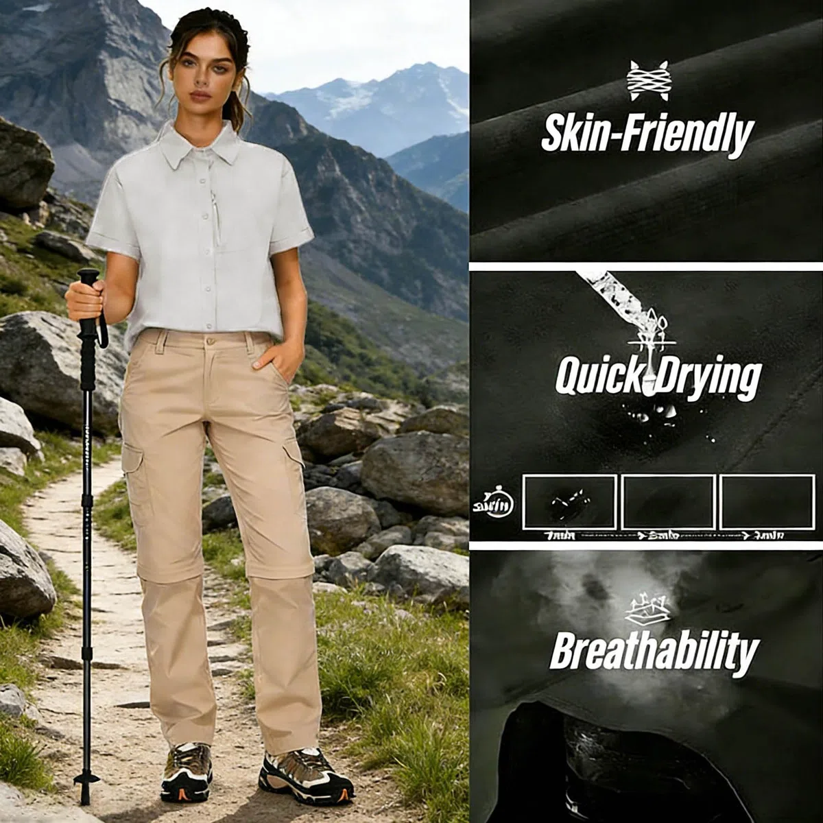 Damen UPF 50+ Shirt Kurzarm Sommer Shirts Outdoor Sport Wanderbluse Schnelltrockner Wandern Hemden Revers Knopfleiste Hemdbluse Einfarbig Lässig Sportshirt Atmungsaktive Blusentop