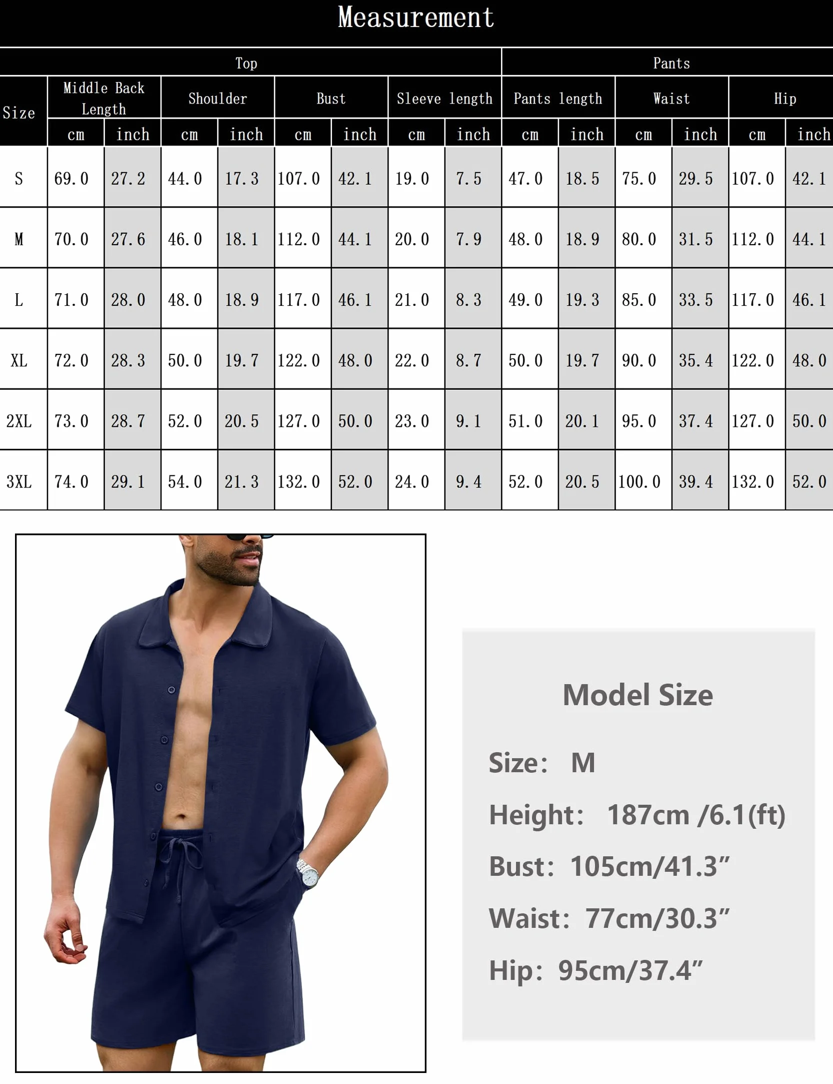 Aseniza Schlafanzug Herren Kurz Pyjama Baumwolle Shorty Knöpfe Sommer Kurzarm Zweiteilige Schlafanzüge Set für Männer