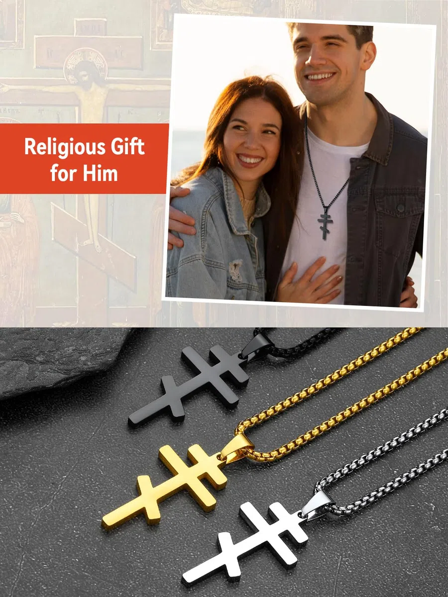 FaithHeart Orthodox Kreuz Kette mit für Herren Damen, Punk Halskette mit Kreuz des Orthodoxen，Edelstahl/925 Orthodoxe Kreuz，Kette mit Anhänger für Orthodoxe Christen