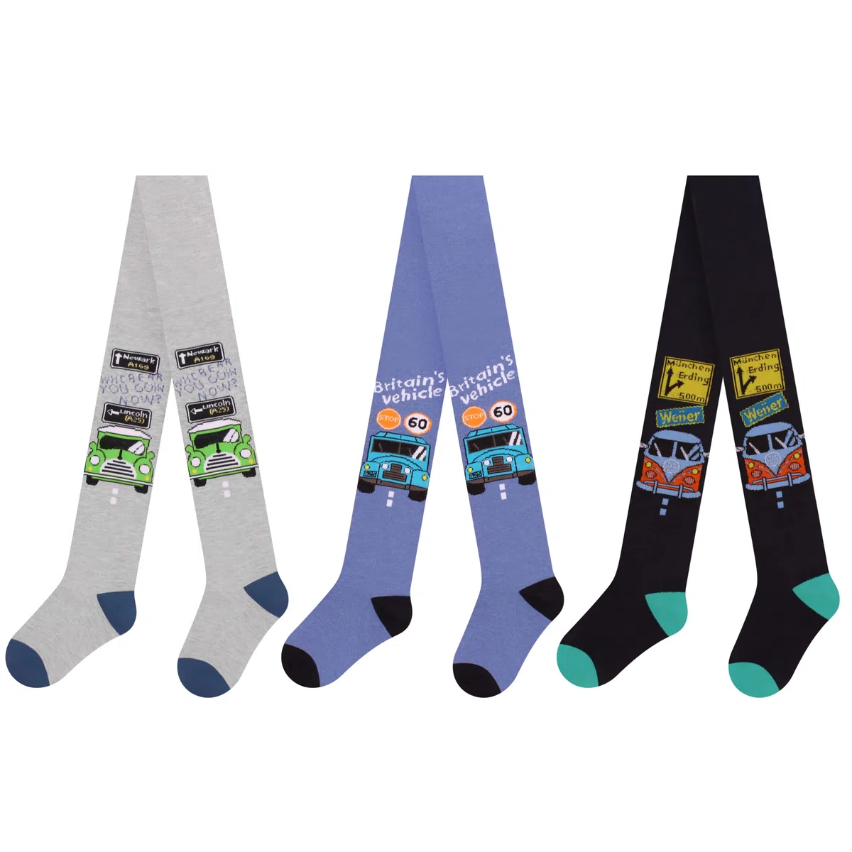 L&K-II 3er Kinder Baby Jungen Strickstrumpfhose mit verschiedenen Mustern mehrfarbig 27253AB