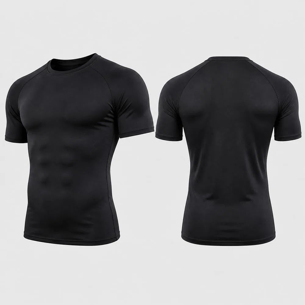 Kompressionsshirt Herren Kurzarm, Atmungsaktives Funktionsshirt Männer, Schnell Trocknendes Laufshirt Sportshirt mit Stretch, Rundhals Muskelshirt für Gym Fitness Running Training