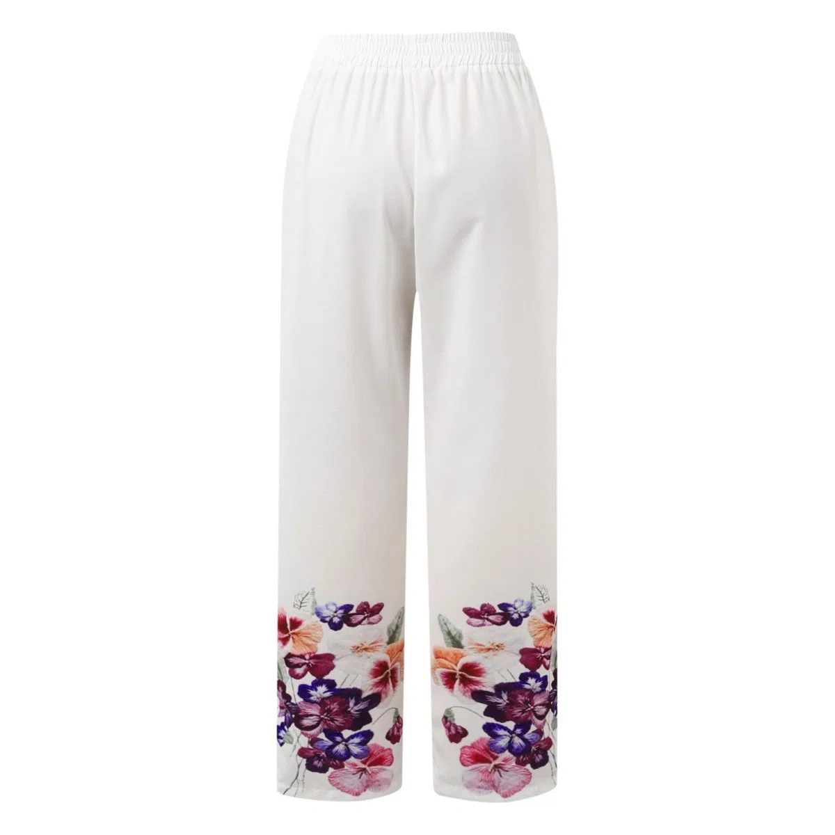 Hose Damen Sommer Weit Boho Blumenhose Hohe Taille Kordelzug Lässige lockere Blumenhose mit Taschen Blaue Hose Pflege Damen