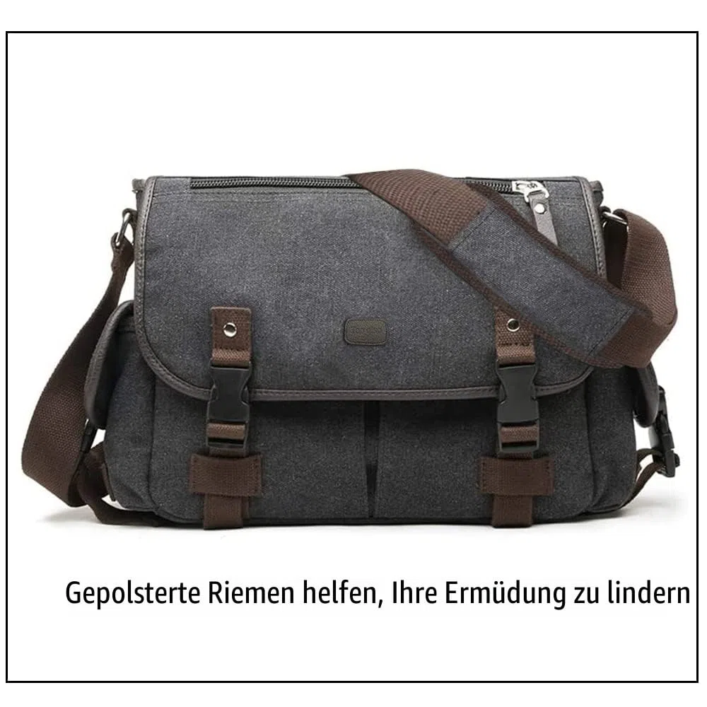 Vintage Canvas Messenger Bag Große Buch Laptop Umhängetasche