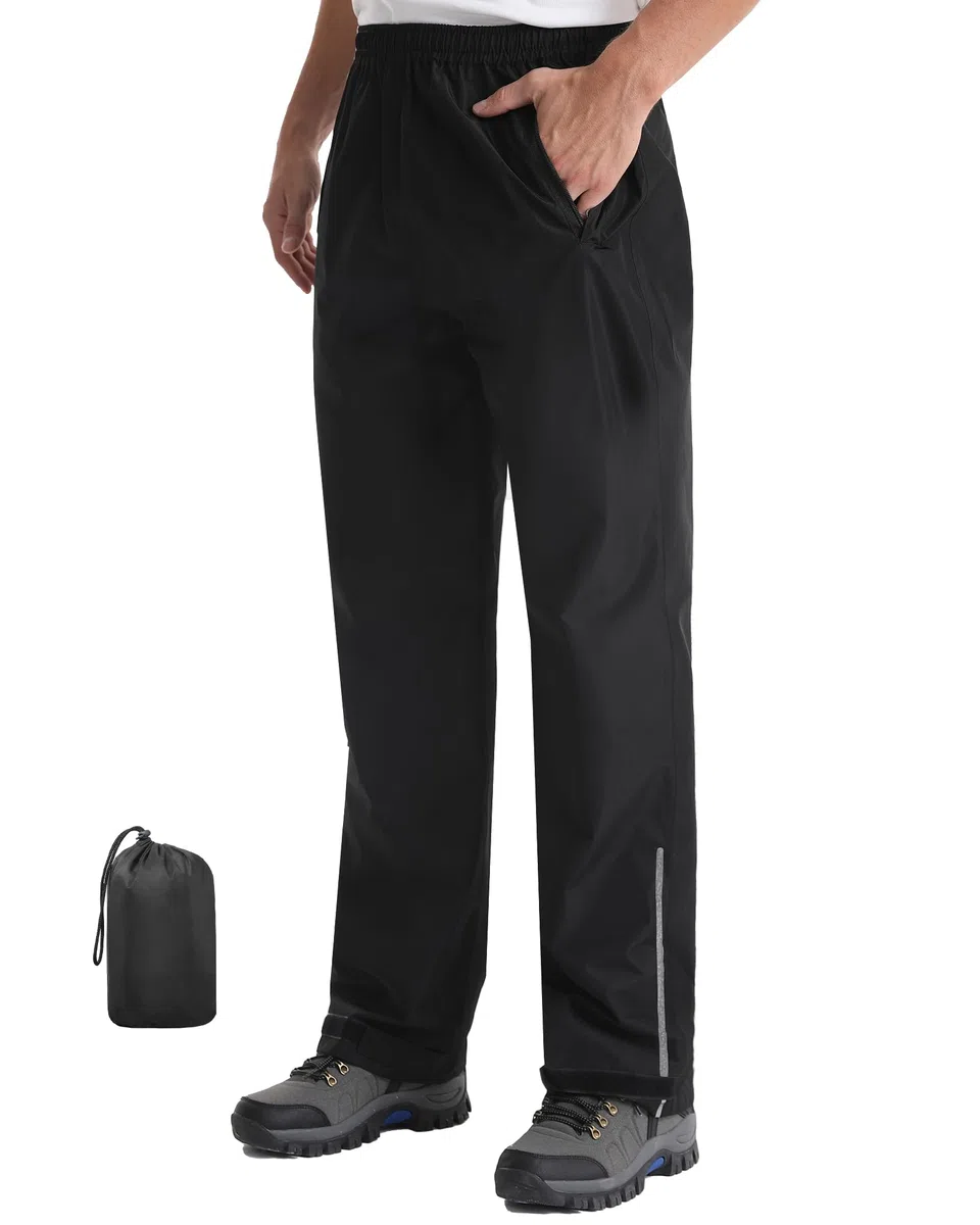 Coutyuyi Regenhose für Herren wasserdichte Leichte Überziehhosen Verpackbare Winddichte Outdoorhose zum Golf Arbeit Wandern
