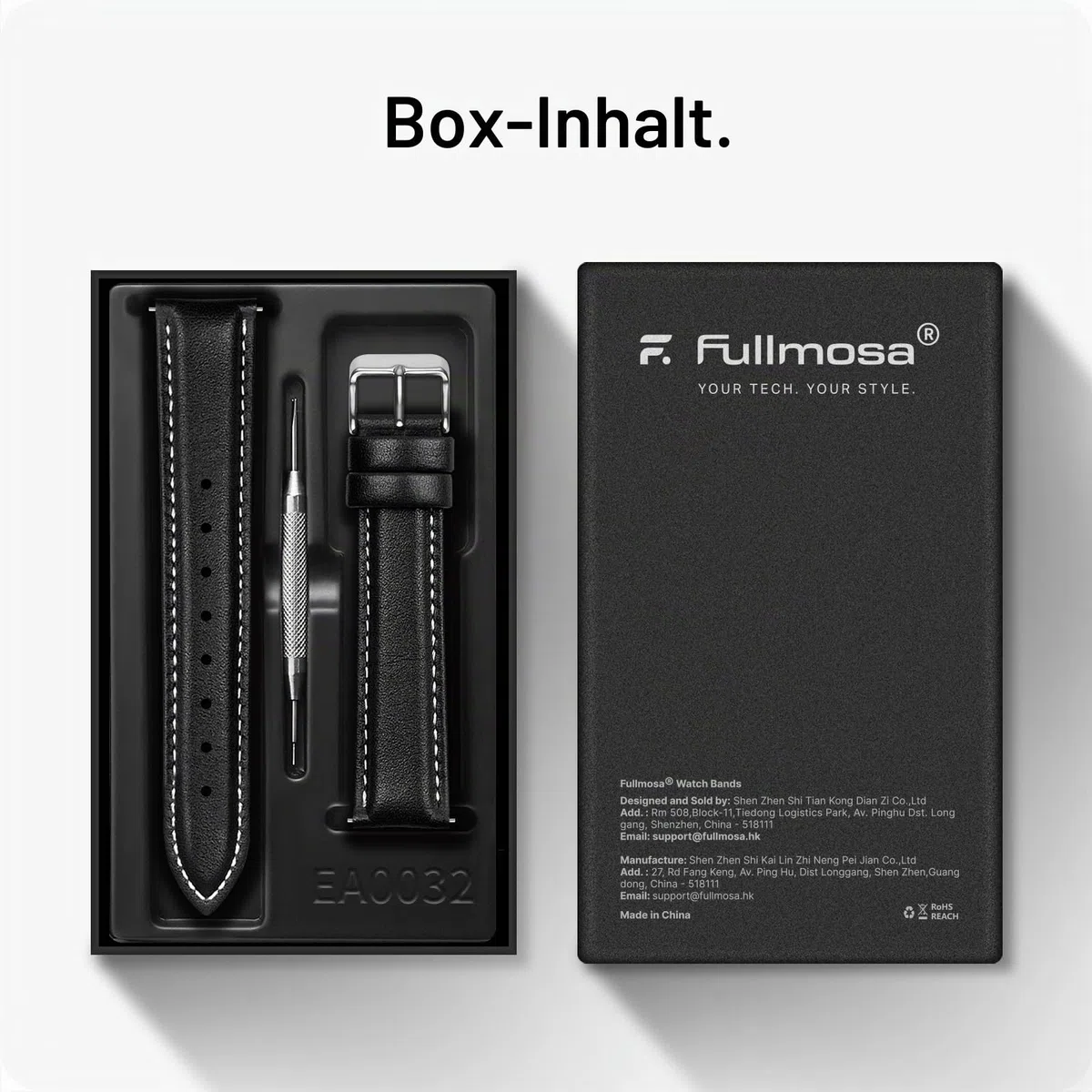 Fullmosa 12 Farben 22mm Uhrenarmband,12/14/16/18/19/20/24mm Vintage Lederarmband Ersatzrmbänder für Smartwatch und Universal-Uhr mit Edelstahl Schließe für Herren,22mm Uhrband Schwarz