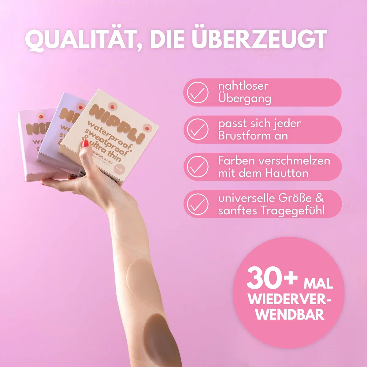 Nippli Premium Nippelcover – Nippelpads Waschbar & Wiederverwendbar – Nippelcover ultradünn aus Silikon [8cm] – Selbstklebende Nippel Cover