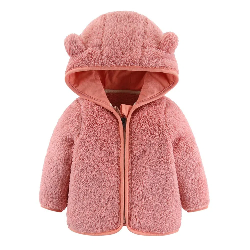 Kleinkind Baby Jungen Mädchen Fleece Kapuzenjacke mit Ohren Warme Kinder Cartoon Bär Reißverschluss Outwear 0-24 Monate