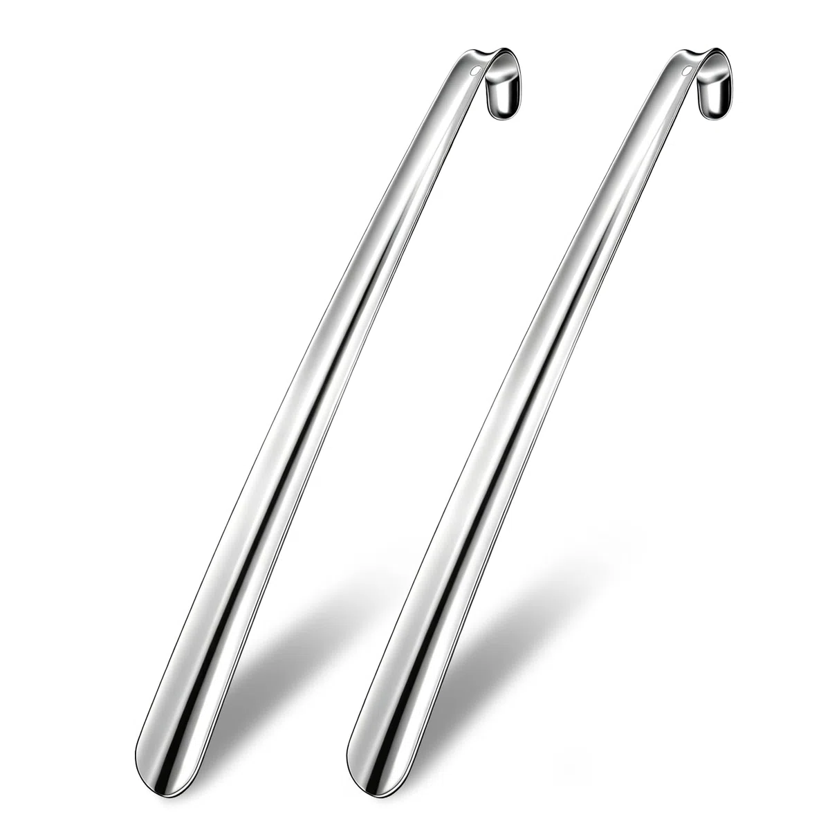 2 Stück Schuhlöffel Lang 42 cm, Schuhanzieher Lang Metall Edelstahl, Extra Langer Schuhlöffel mit Aufhängeöse, Ergonomischer Schuhanzieher für Senioren, Rückenprobleme, Männer, Frauen