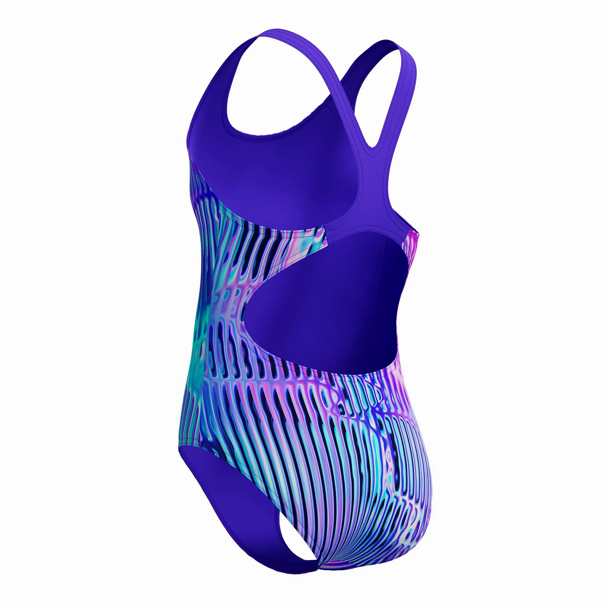 Speedo Digitaler Badeanzug für Mädchen, Spritzschutz, Blau / Violett